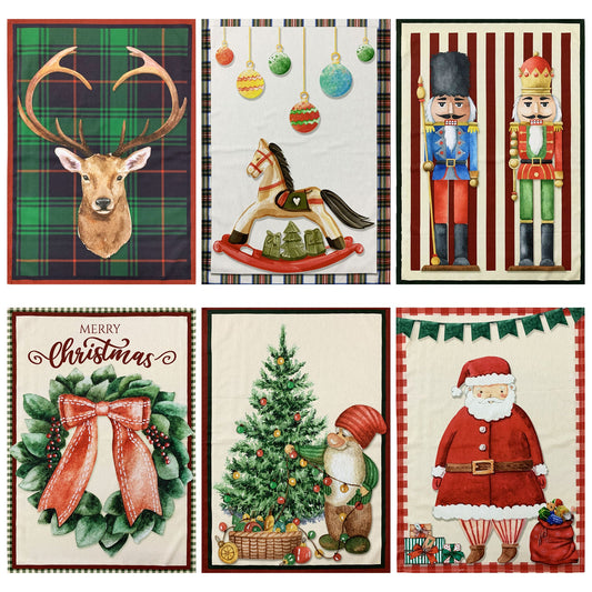 Set Strofinacci Natalizi Maestri Cotonieri Canovacci cotone 6 Pezzi Natale 6483