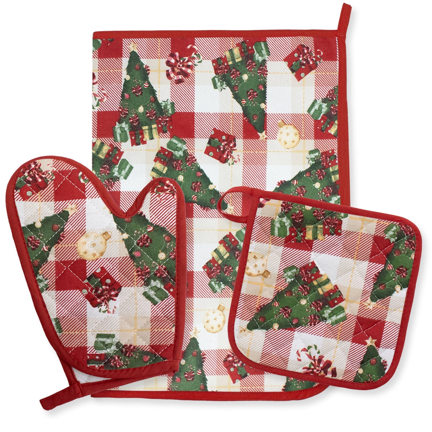 Set Guantone, presina e strofinaccio da forno natalizi Idea Regalo Natale 6484