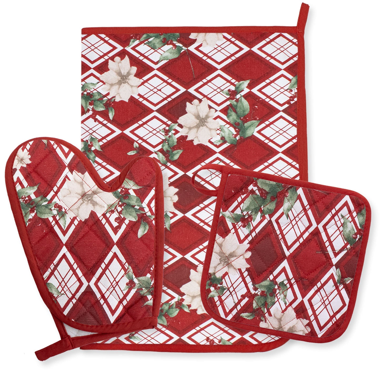 Set Guantone, presina e strofinaccio da forno natalizi Idea Regalo Natale 6484