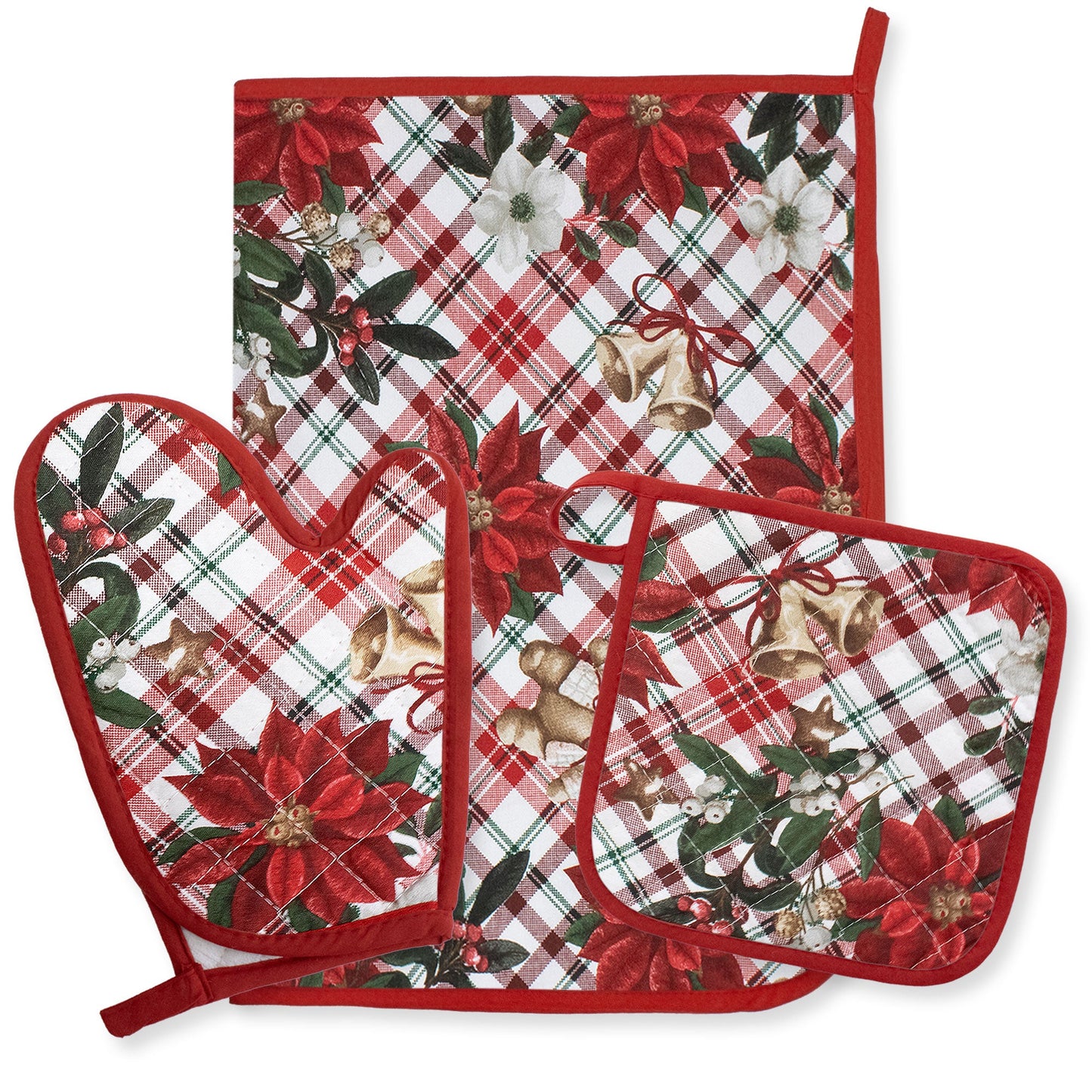 Set Guantone, presina e strofinaccio da forno natalizi Idea Regalo Natale 6484