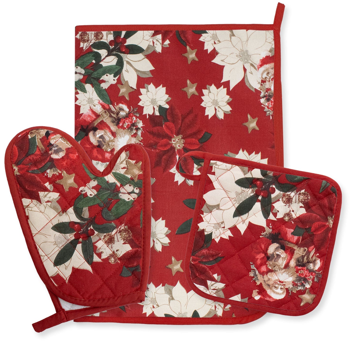 Set Guantone, presina e strofinaccio da forno natalizi Idea Regalo Natale 6484