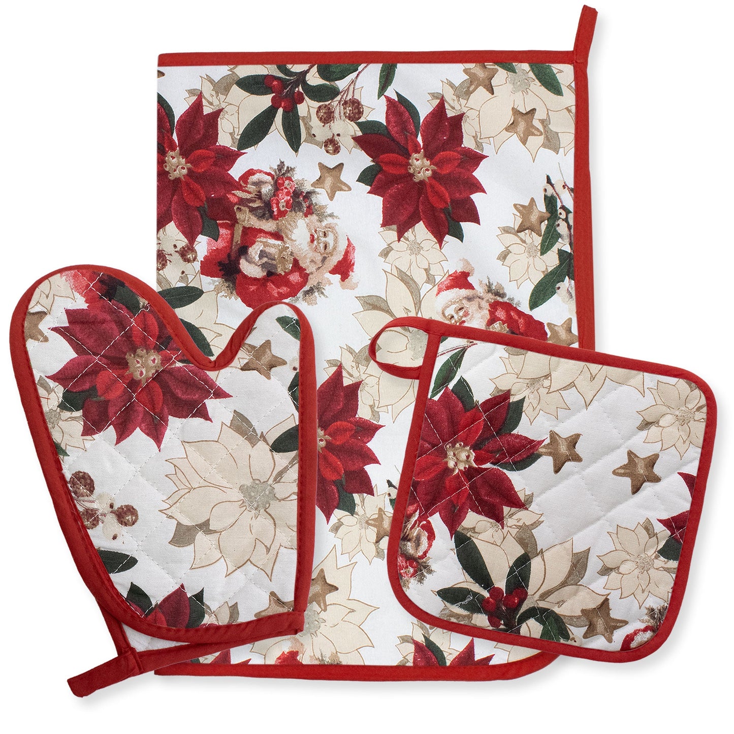 Set Guantone, presina e strofinaccio da forno natalizi Idea Regalo Natale 6484