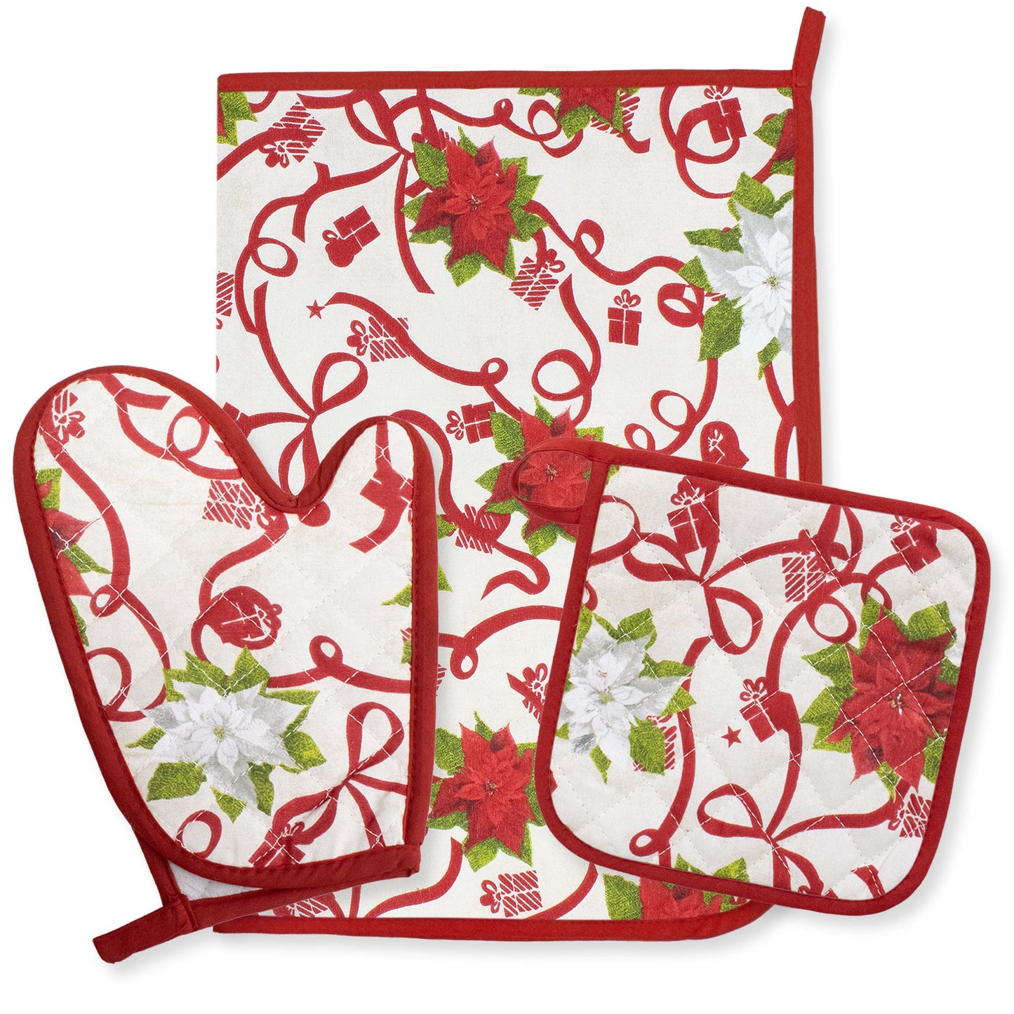 Set Guantone, presina e strofinaccio da forno natalizi Idea Regalo Natale 6484