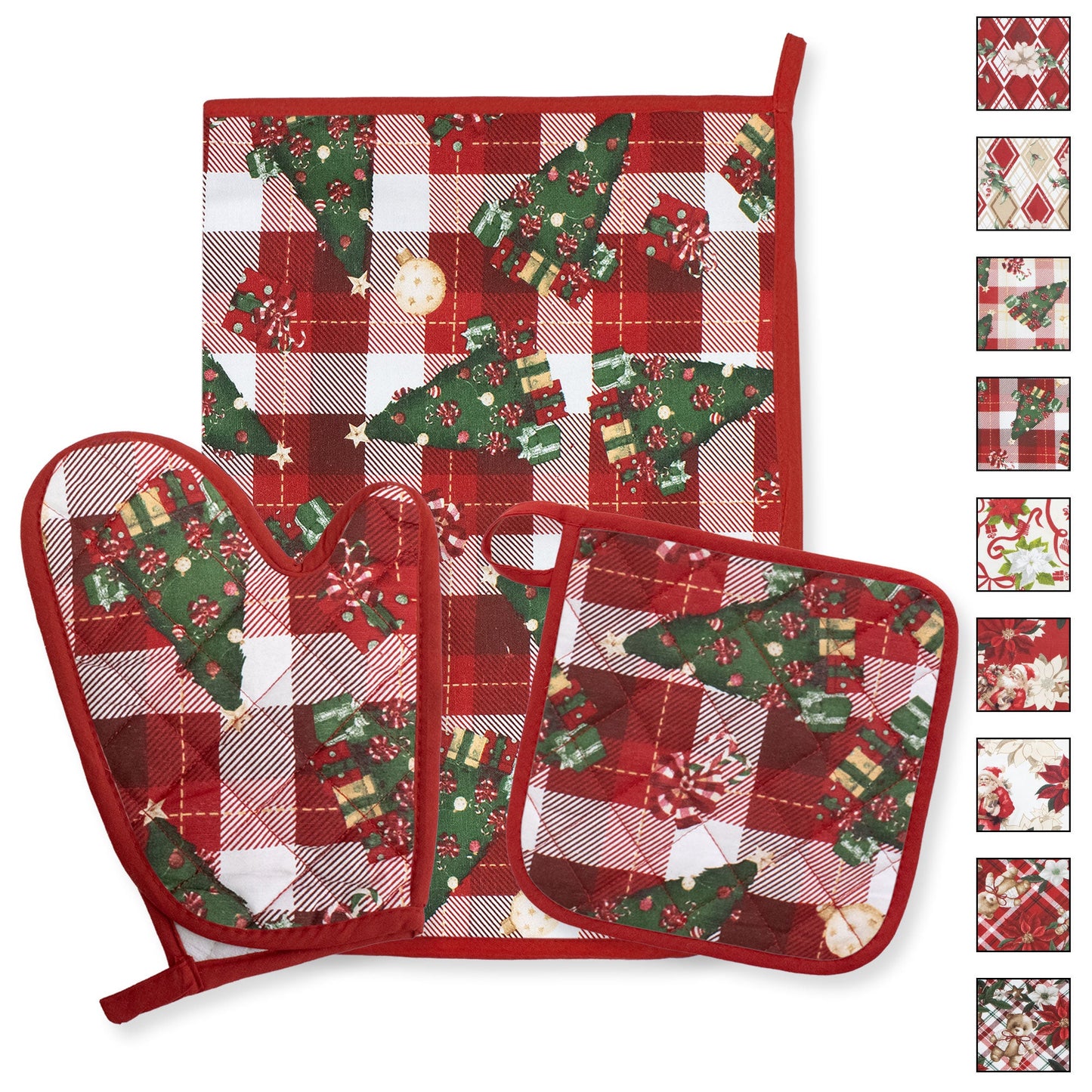 Set Guantone, presina e strofinaccio da forno natalizi Idea Regalo Natale 6484