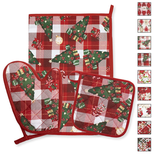 Set Guantone, presina e strofinaccio da forno natalizi Idea Regalo Natale 6484
