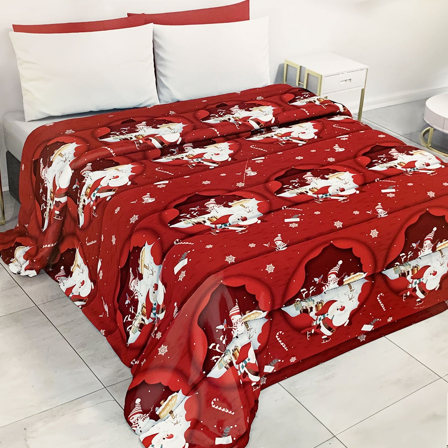 Trapunta natalizia piumone invernale Babbo Natale Varie Misure 6509