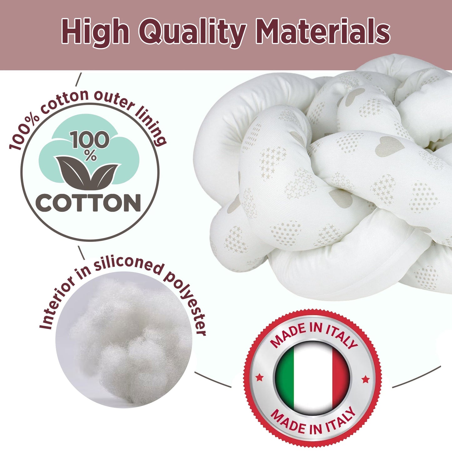 Paraurti per culla lettino intrecciato neonato treccia traspirante Cotone 6533