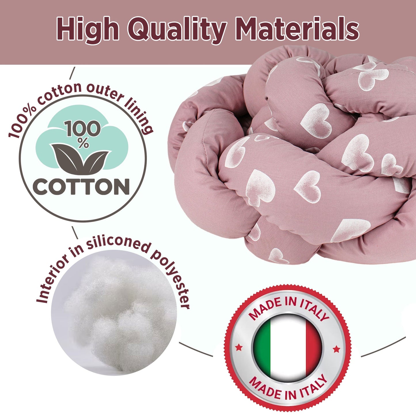 Paraurti per culla lettino intrecciato neonato treccia traspirante Cotone 6533