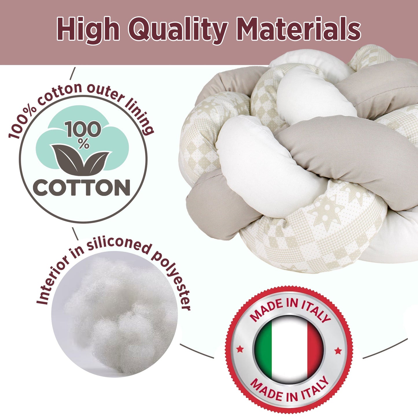 Paraurti per culla lettino intrecciato neonato treccia traspirante Cotone 6533