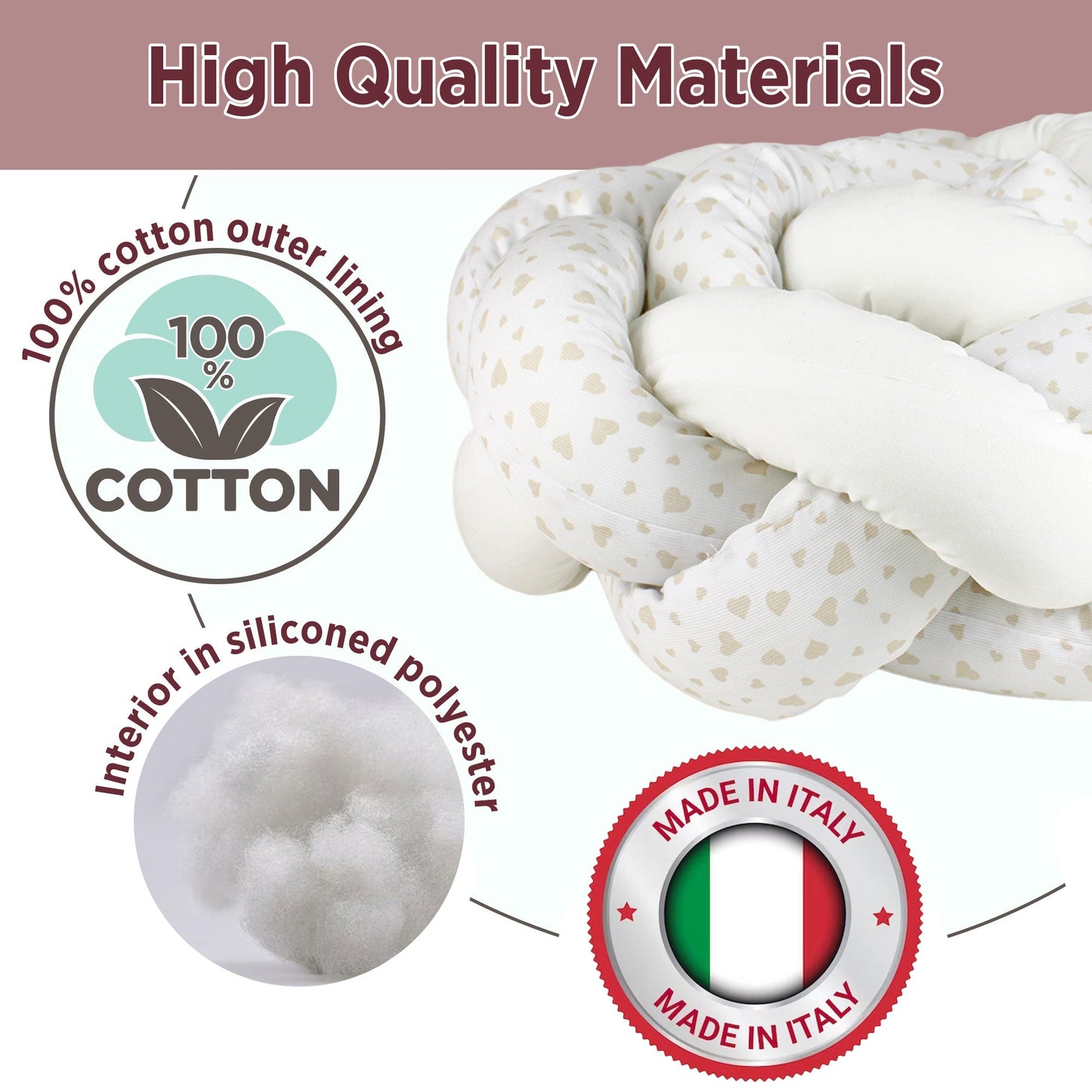 Paraurti per culla lettino intrecciato neonato treccia traspirante Cotone 6533