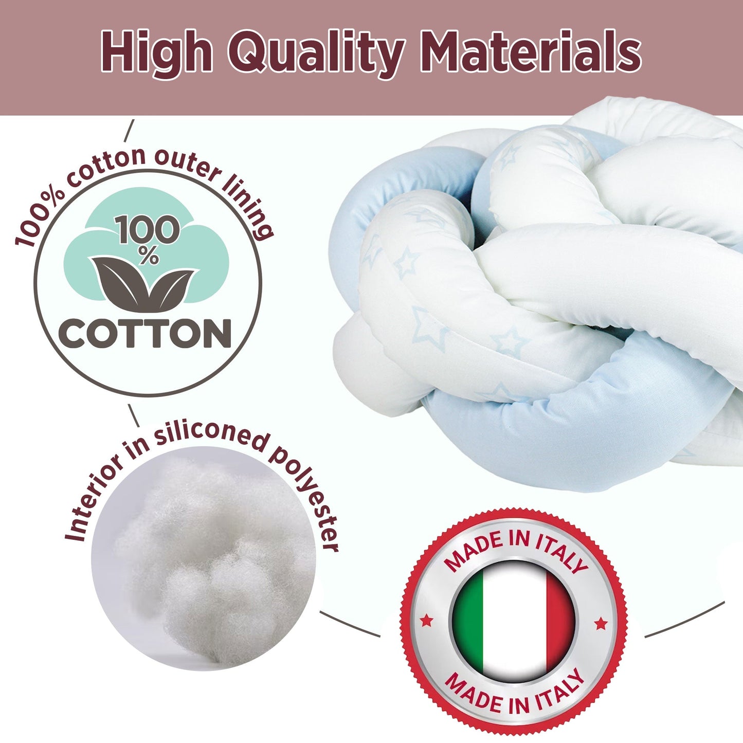 Paraurti per culla lettino intrecciato neonato treccia traspirante Cotone 6533