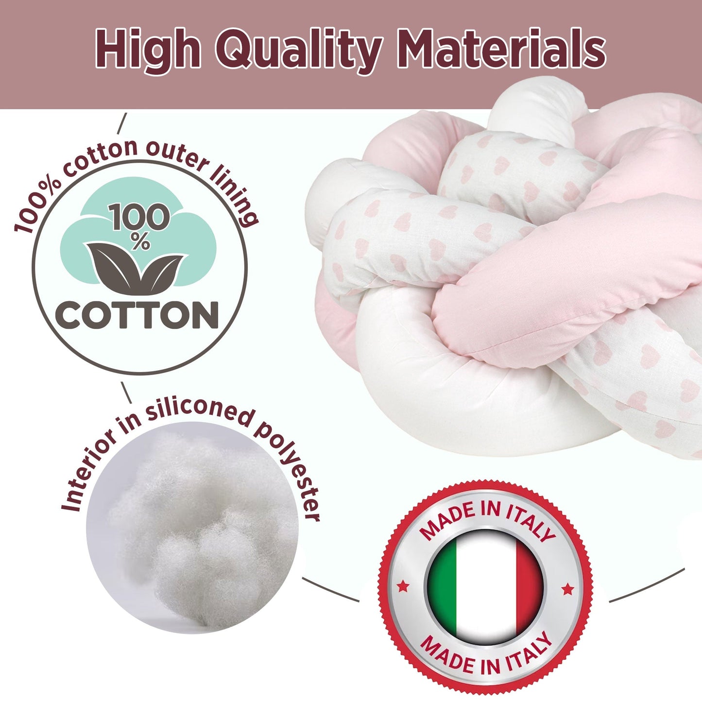 Paraurti per culla lettino intrecciato neonato treccia traspirante Cotone 6533