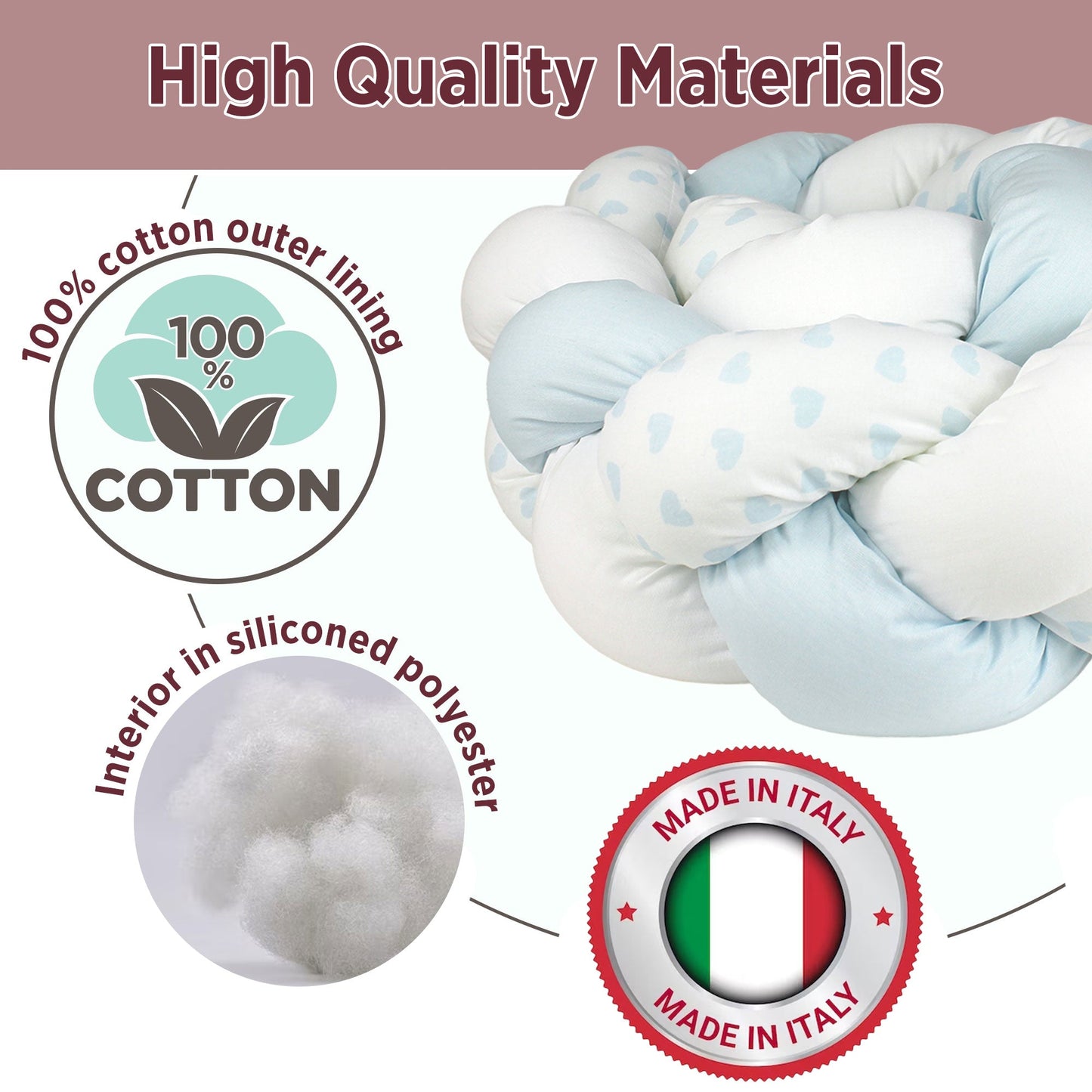 Paraurti per culla lettino intrecciato neonato treccia traspirante Cotone 6533