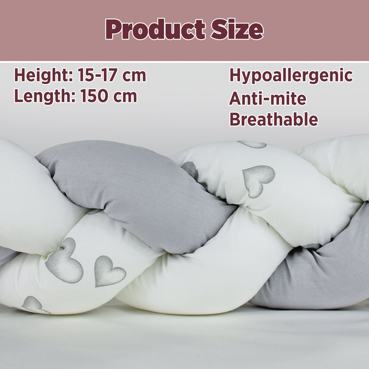 Paraurti per culla lettino intrecciato neonato treccia traspirante Cotone 6533