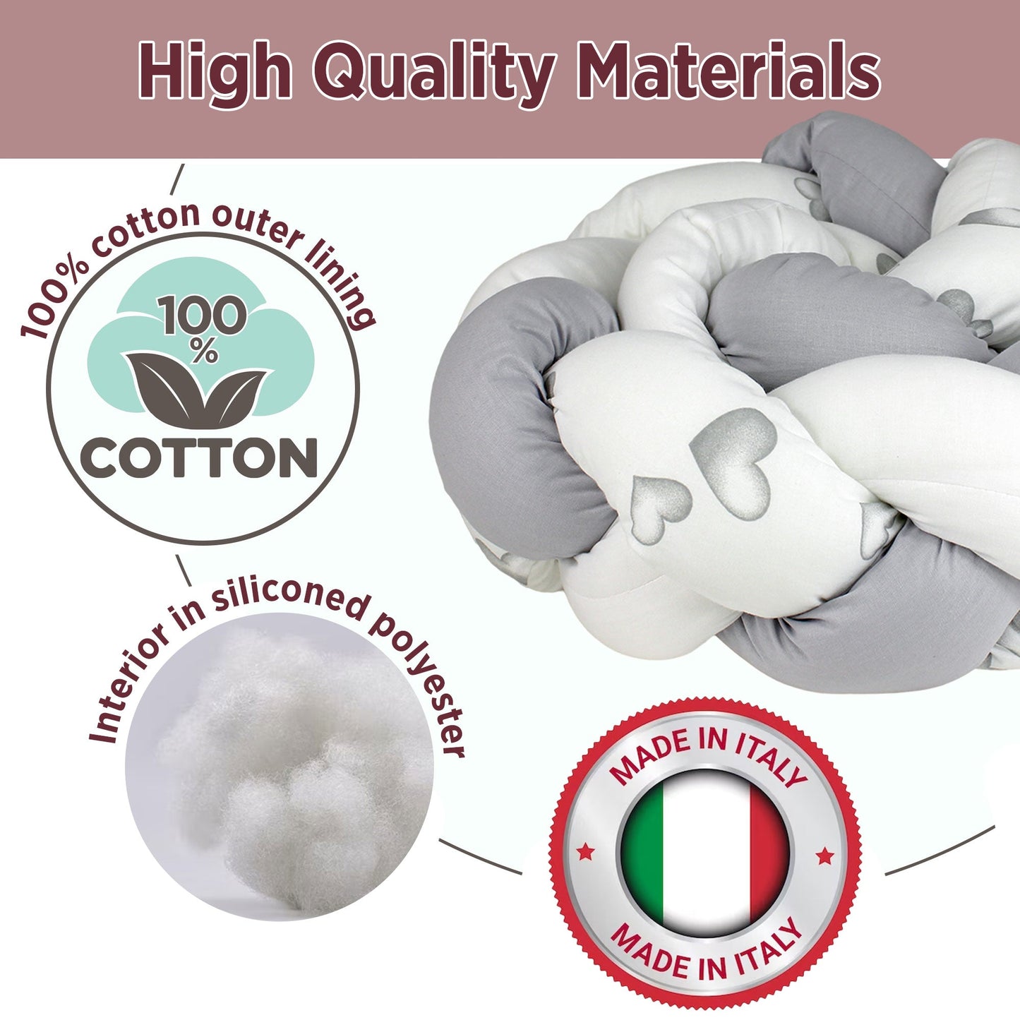 Paraurti per culla lettino intrecciato neonato treccia traspirante Cotone 6533