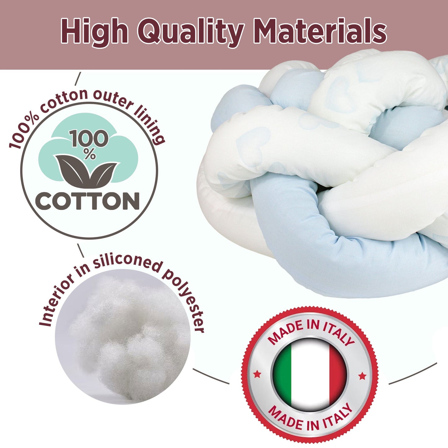 Paraurti per culla lettino intrecciato neonato treccia traspirante Cotone 6533