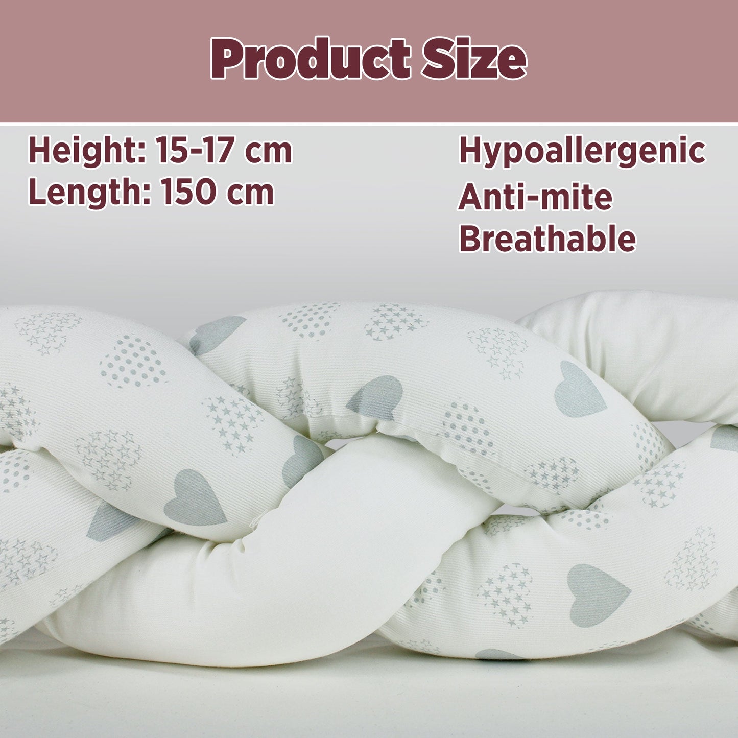 Paraurti per culla lettino intrecciato neonato treccia traspirante Cotone 6533