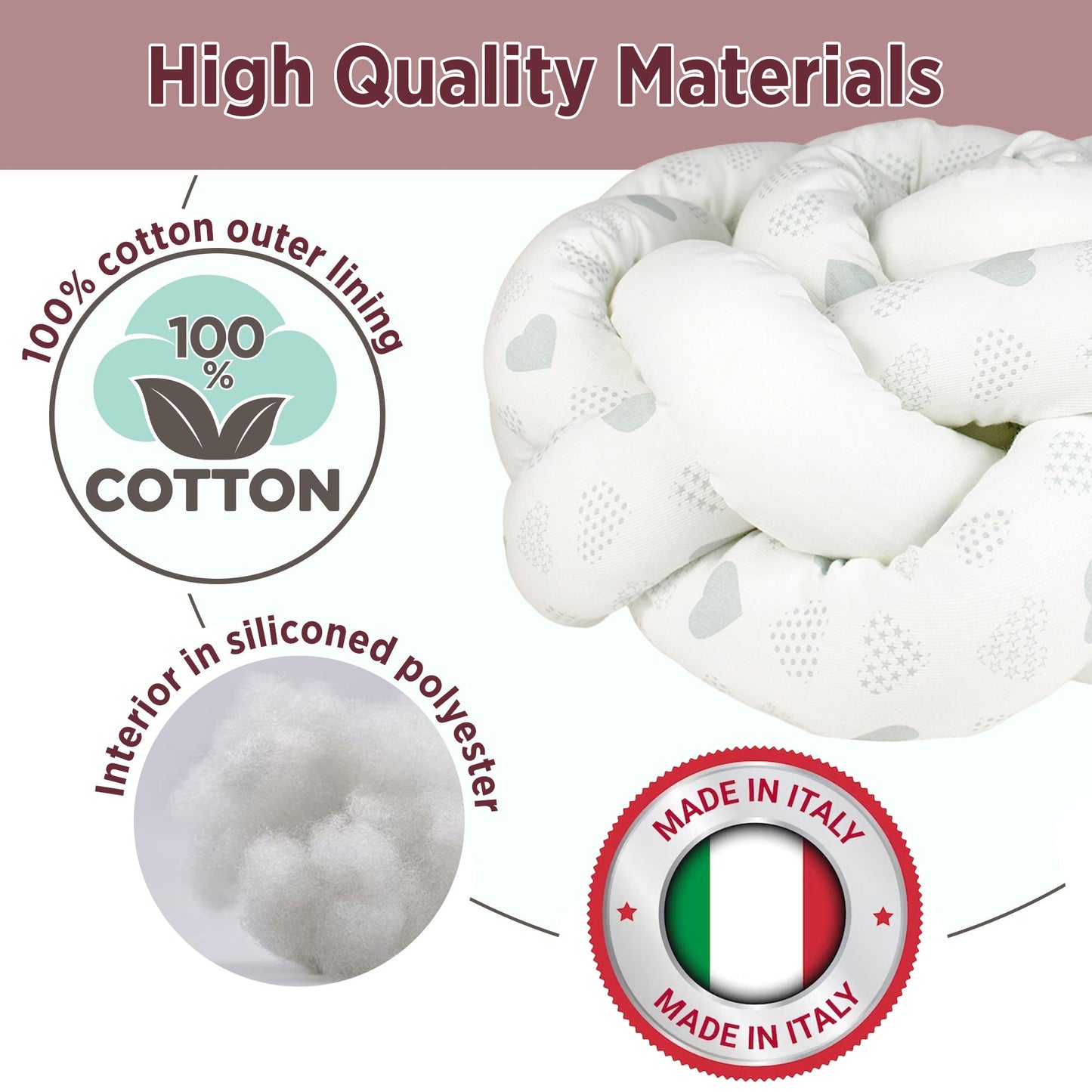 Paraurti per culla lettino intrecciato neonato treccia traspirante Cotone 6533