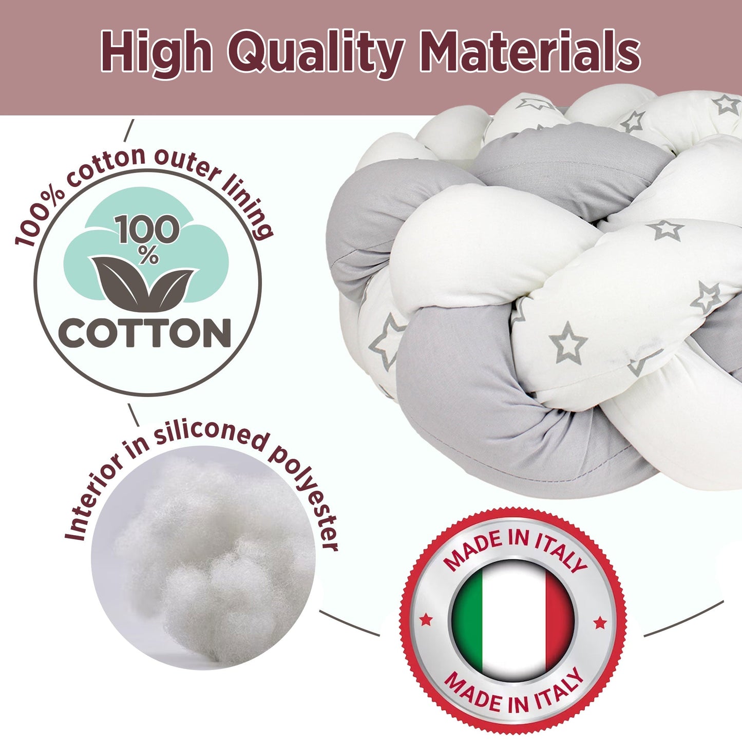 Paraurti per culla lettino intrecciato neonato treccia traspirante Cotone 6533