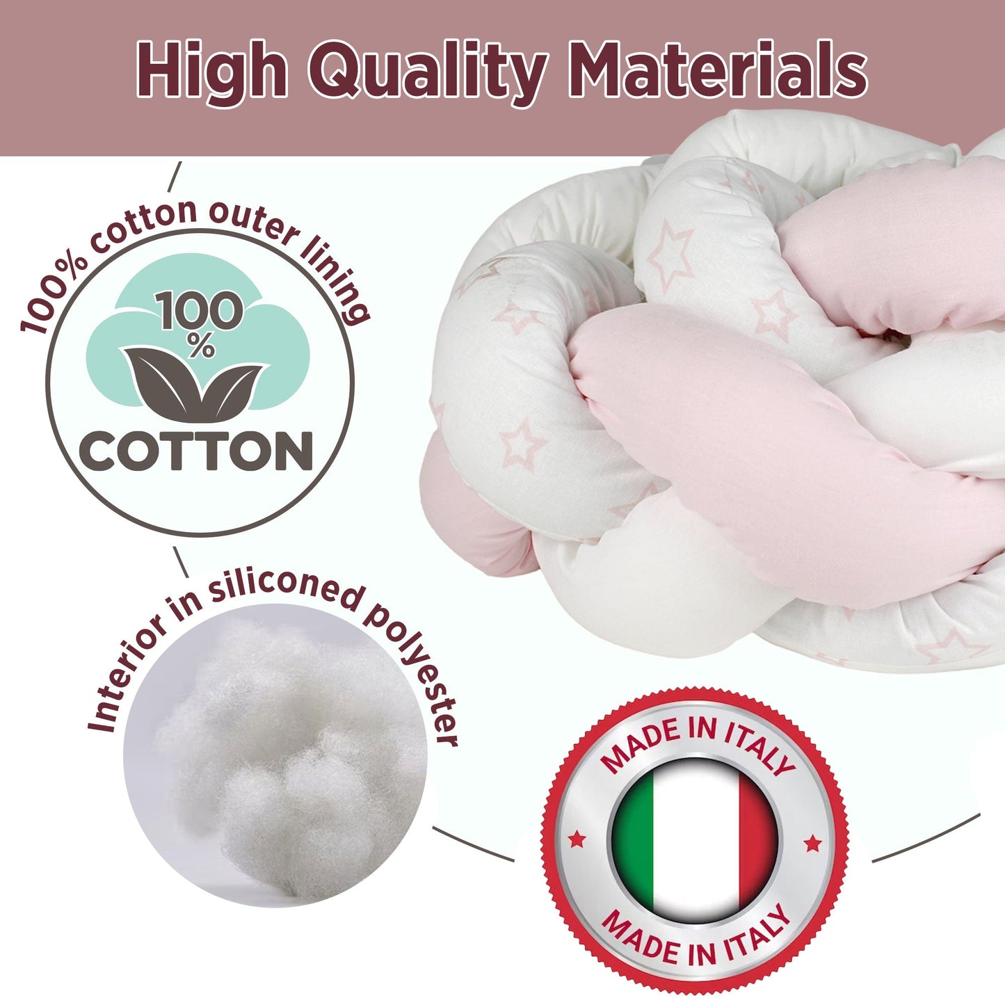 Paraurti per culla lettino intrecciato neonato treccia traspirante Cotone 6533