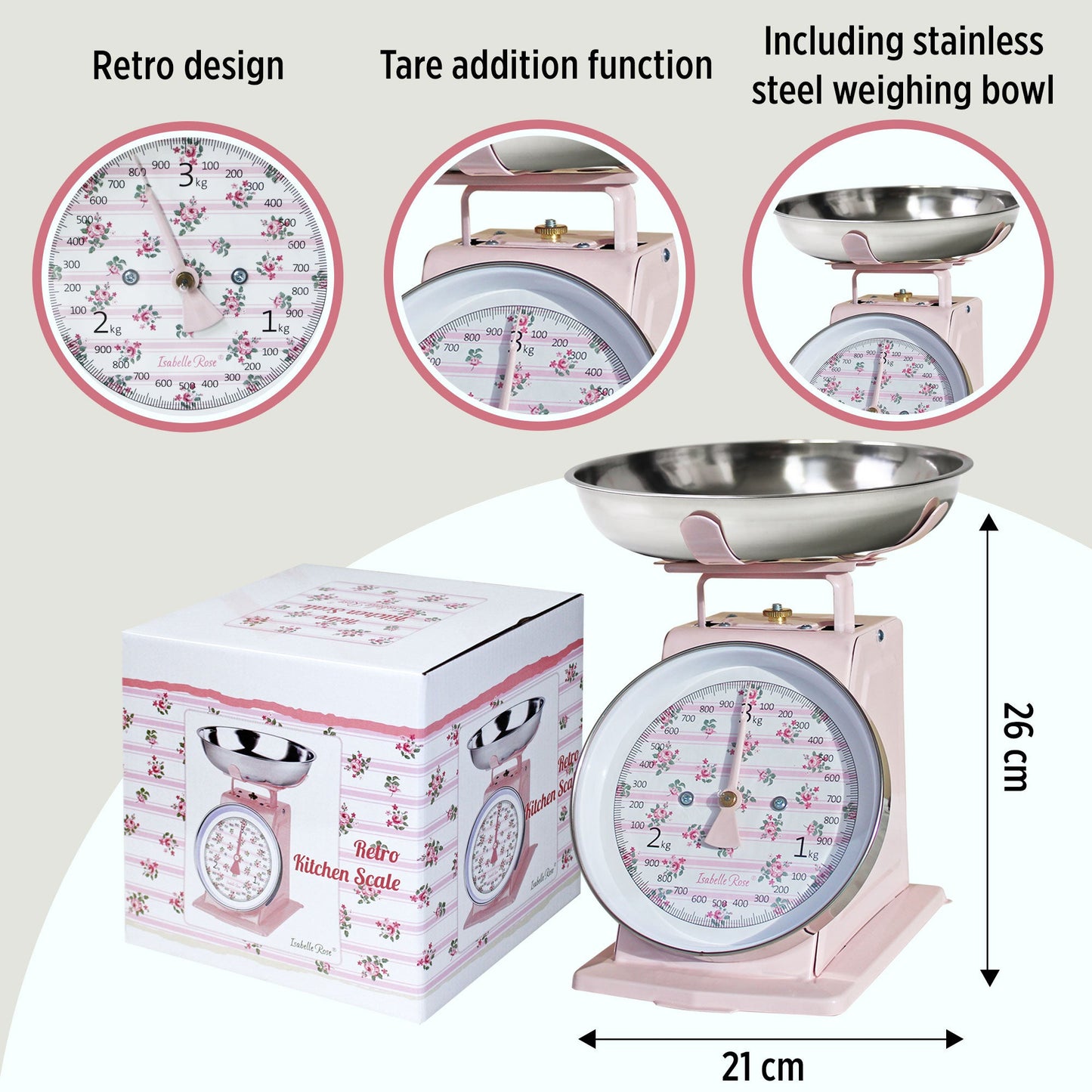 Bilancia da cucina Isabelle Rose stile Retrò Shabby Chic Bella stripes 6547