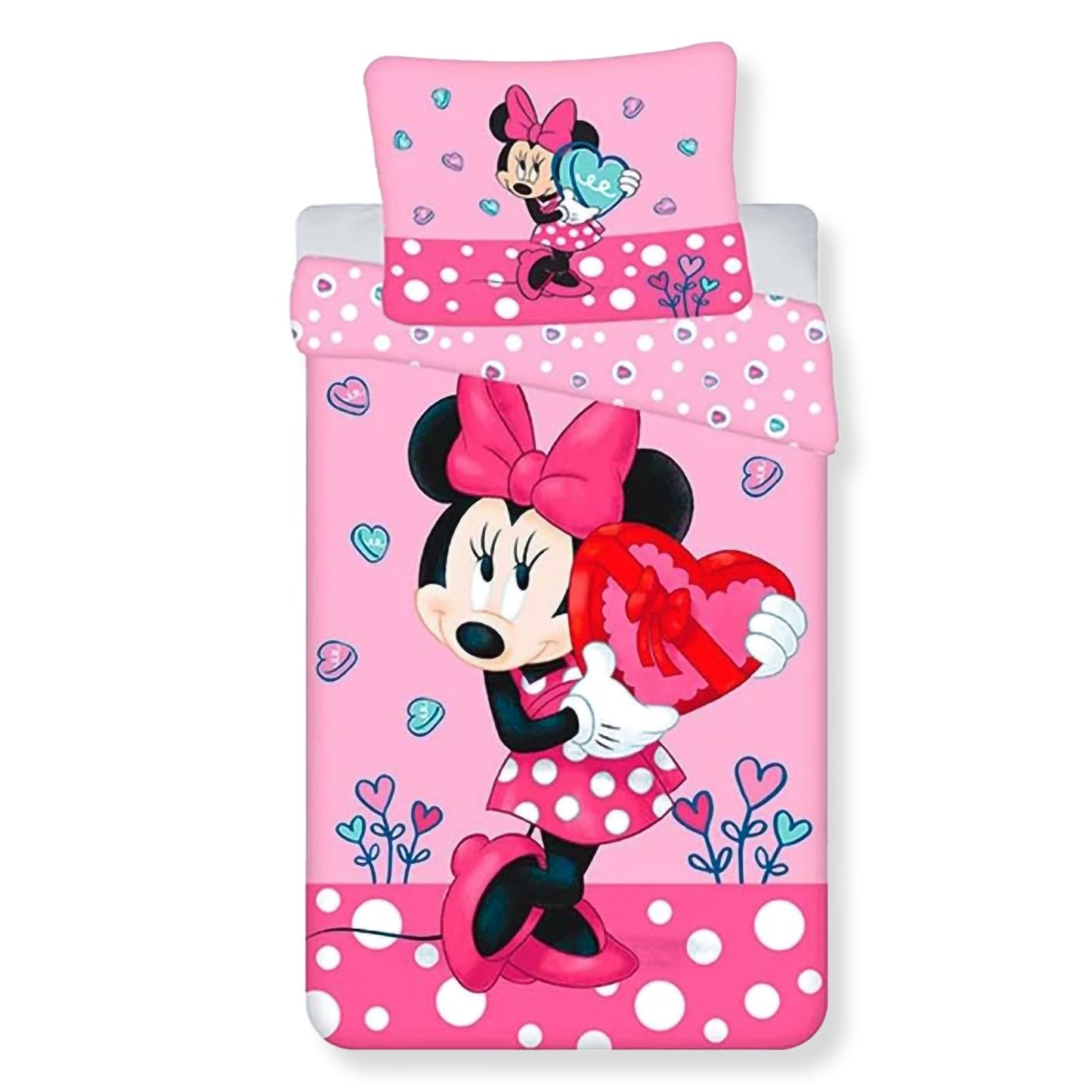 Set copripiumino Disney Minnie Mouse per letto singolo con federa in cotone 6551