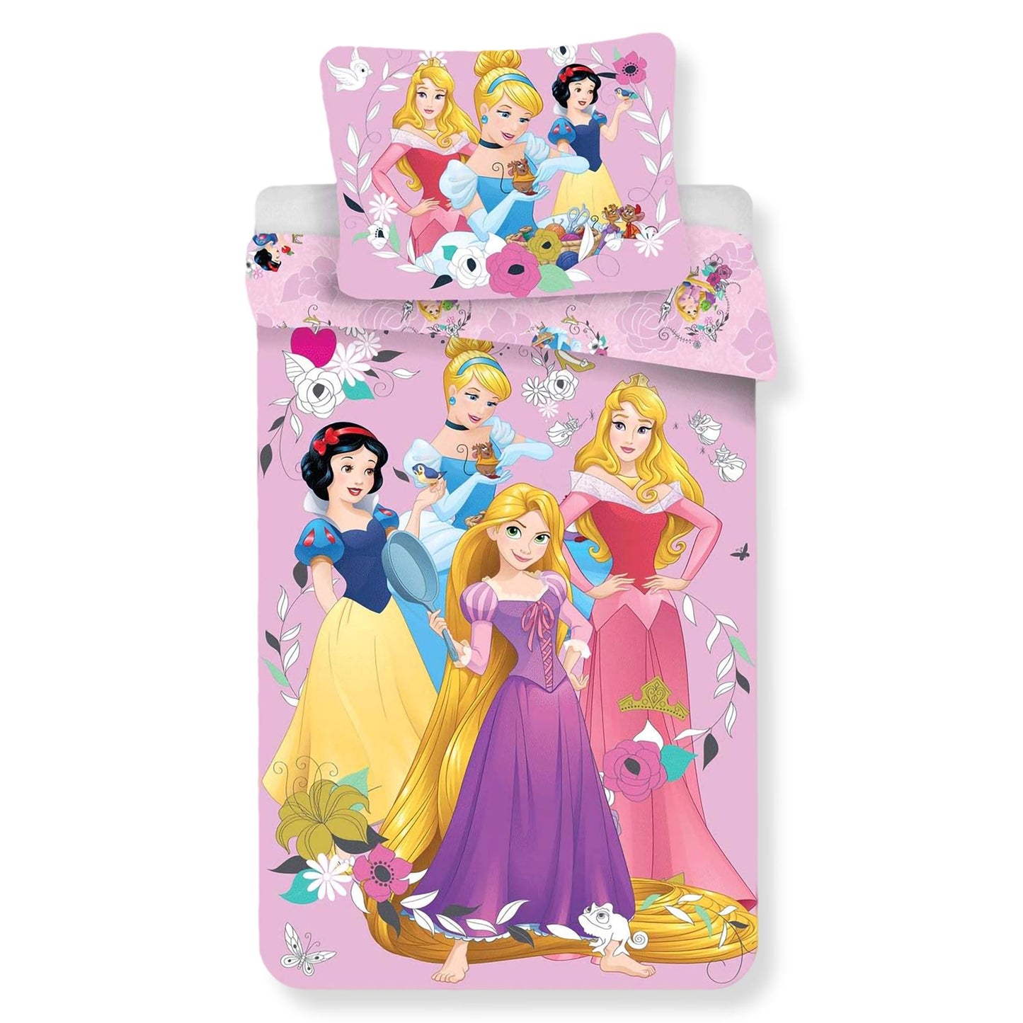 Set Copripiumino e federa Disney Principesse per letto singolo in cotone 6554