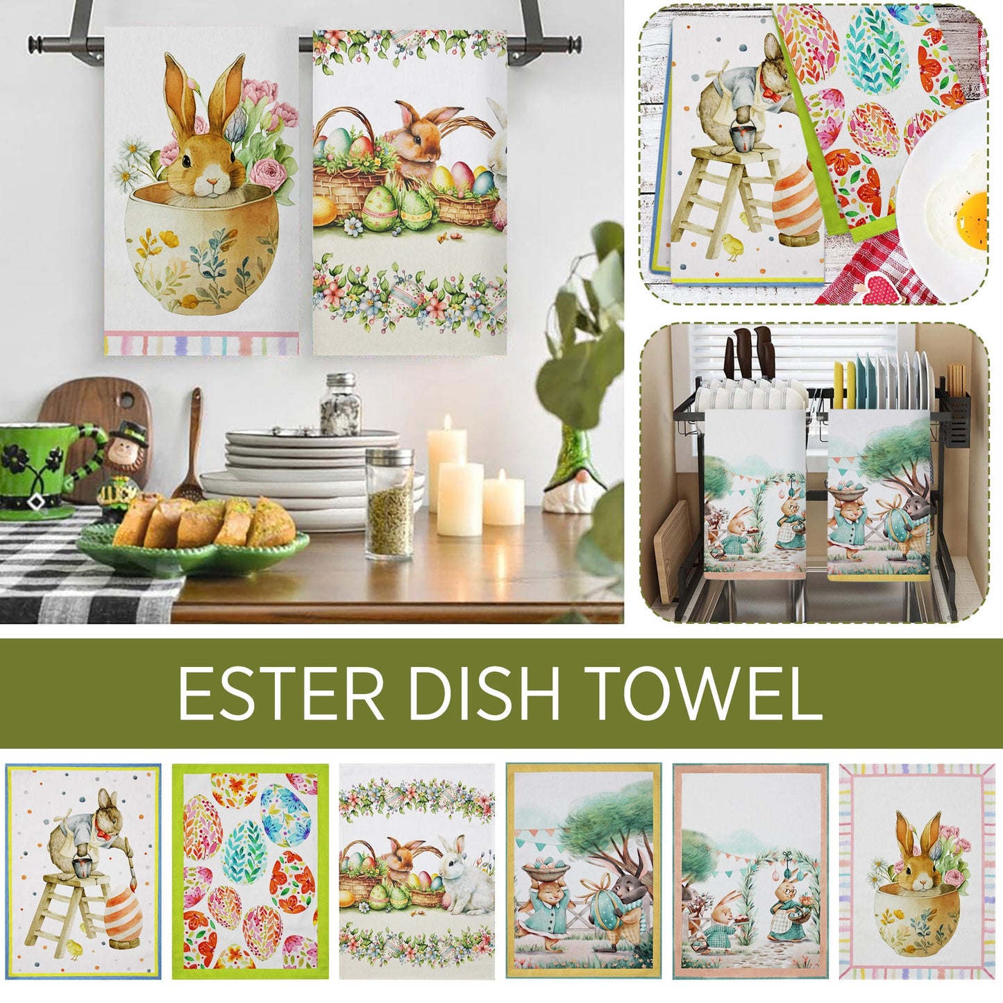 Set Strofinacci pasquali 6pz Maestri Cotonieri Dolce Pasqua in cotone 6577