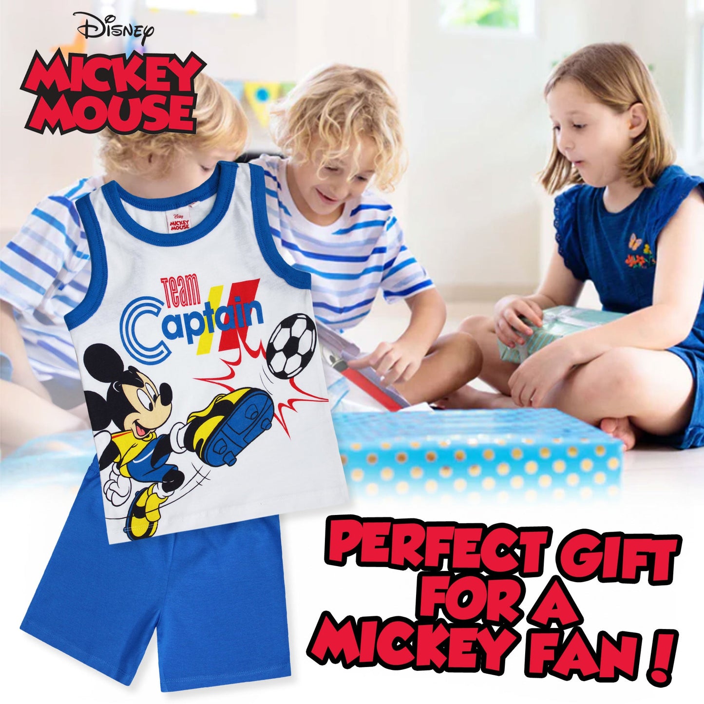 Pigiama bambino Disney Mickey Mouse canotta e pantalone corto estivo cotone 6581