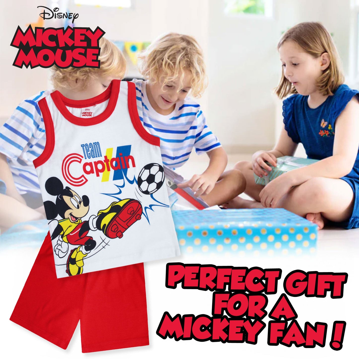 Pigiama bambino Disney Mickey Mouse canotta e pantalone corto estivo cotone 6581