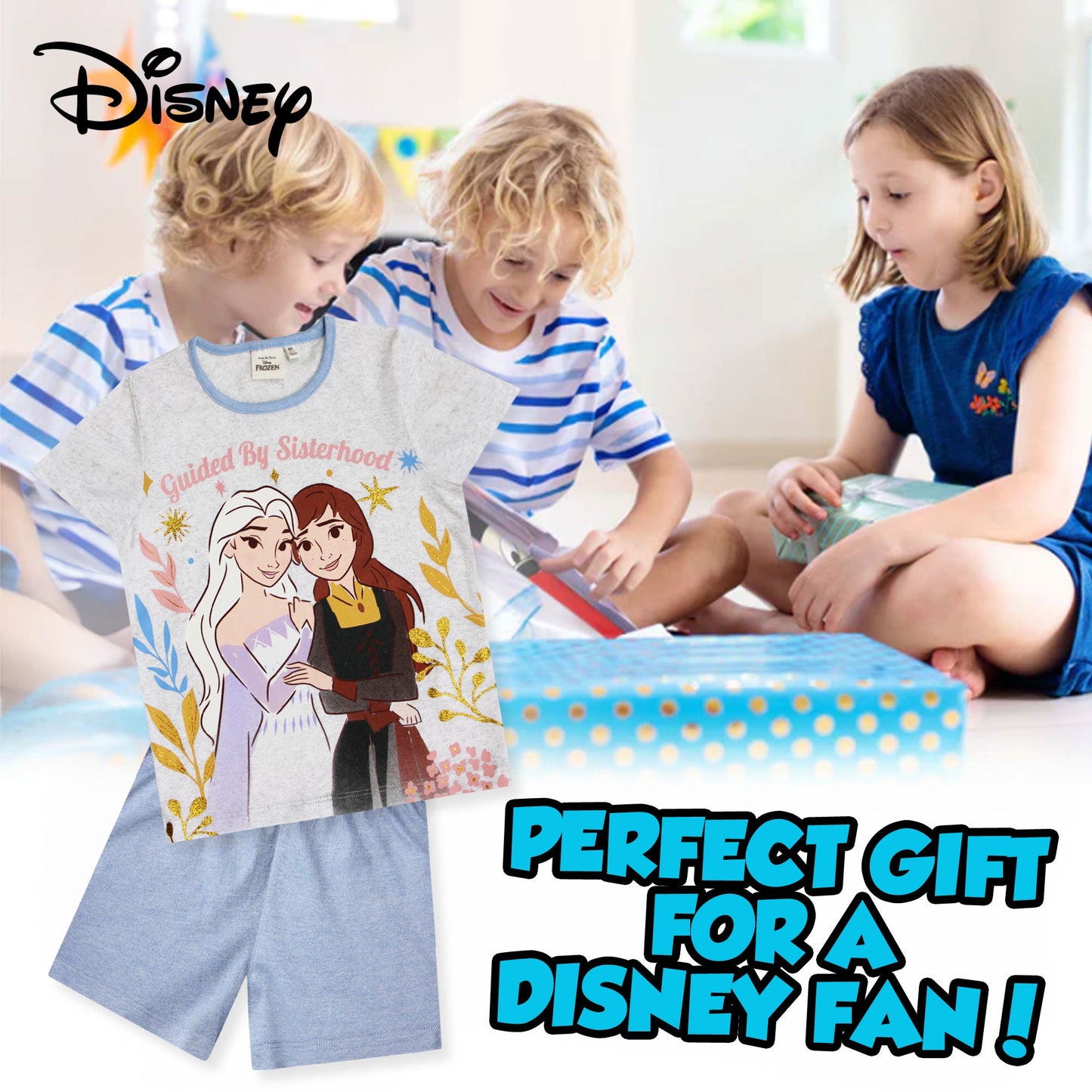 Pigiama bambina Disney Frozen t-shirt e pantalone corto estivo in cotone 6582