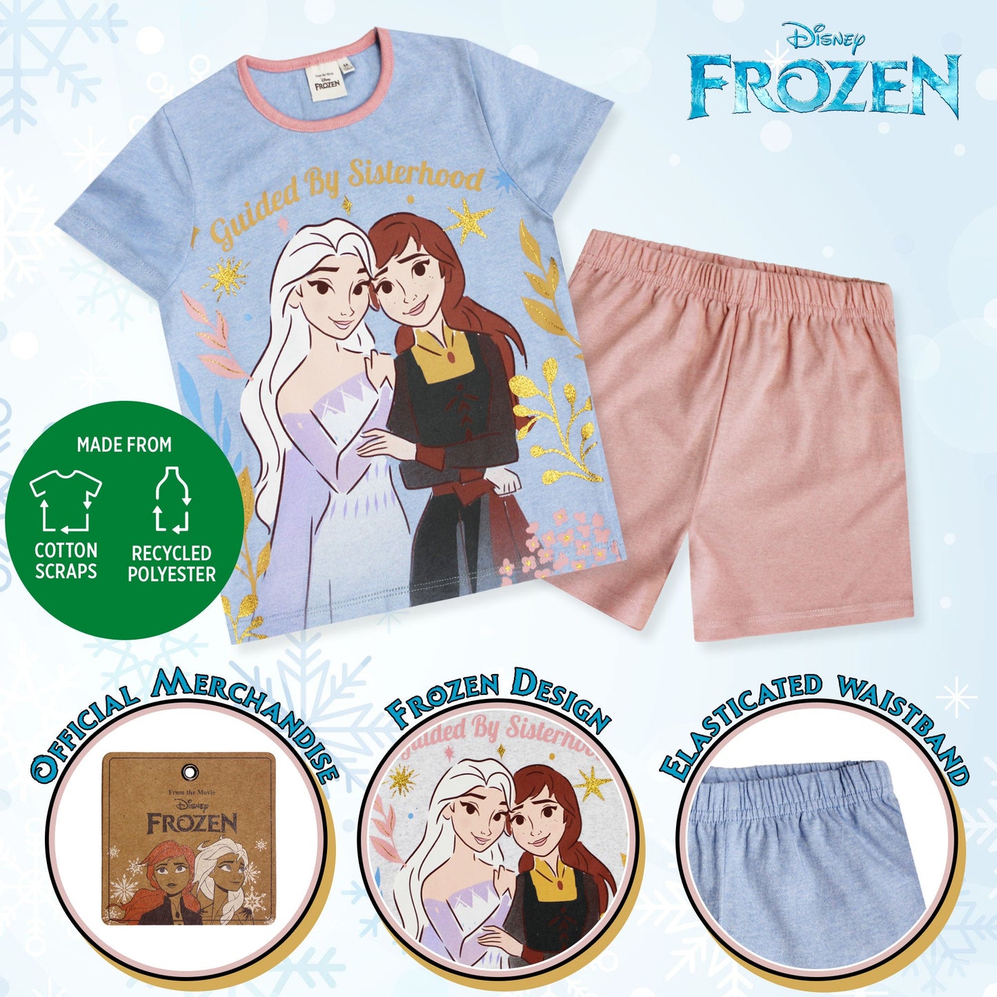 Pigiama bambina Disney Frozen t-shirt e pantalone corto estivo in cotone 6582