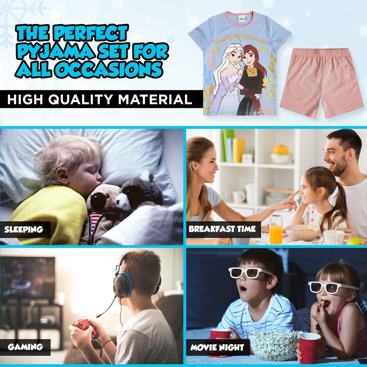 Pigiama bambina Disney Frozen t-shirt e pantalone corto estivo in cotone 6582