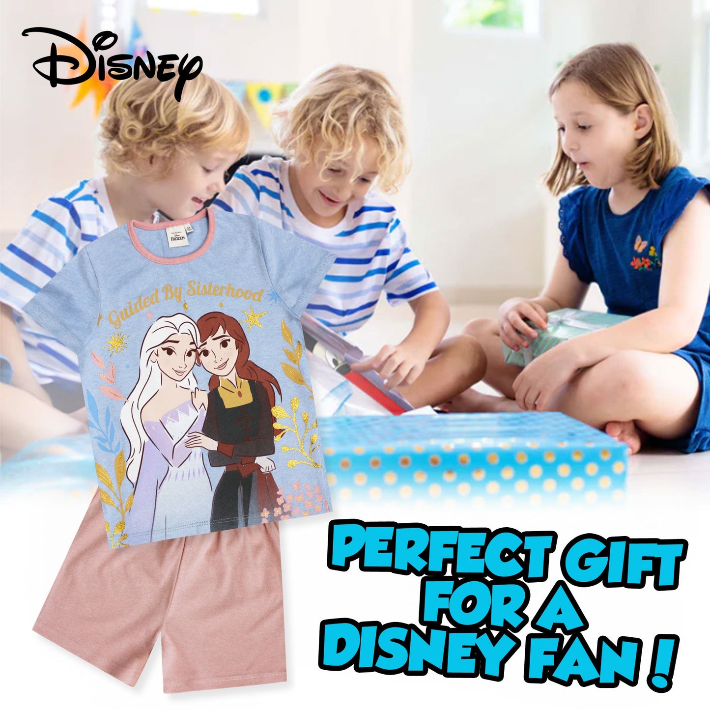 Pigiama bambina Disney Frozen t-shirt e pantalone corto estivo in cotone 6582