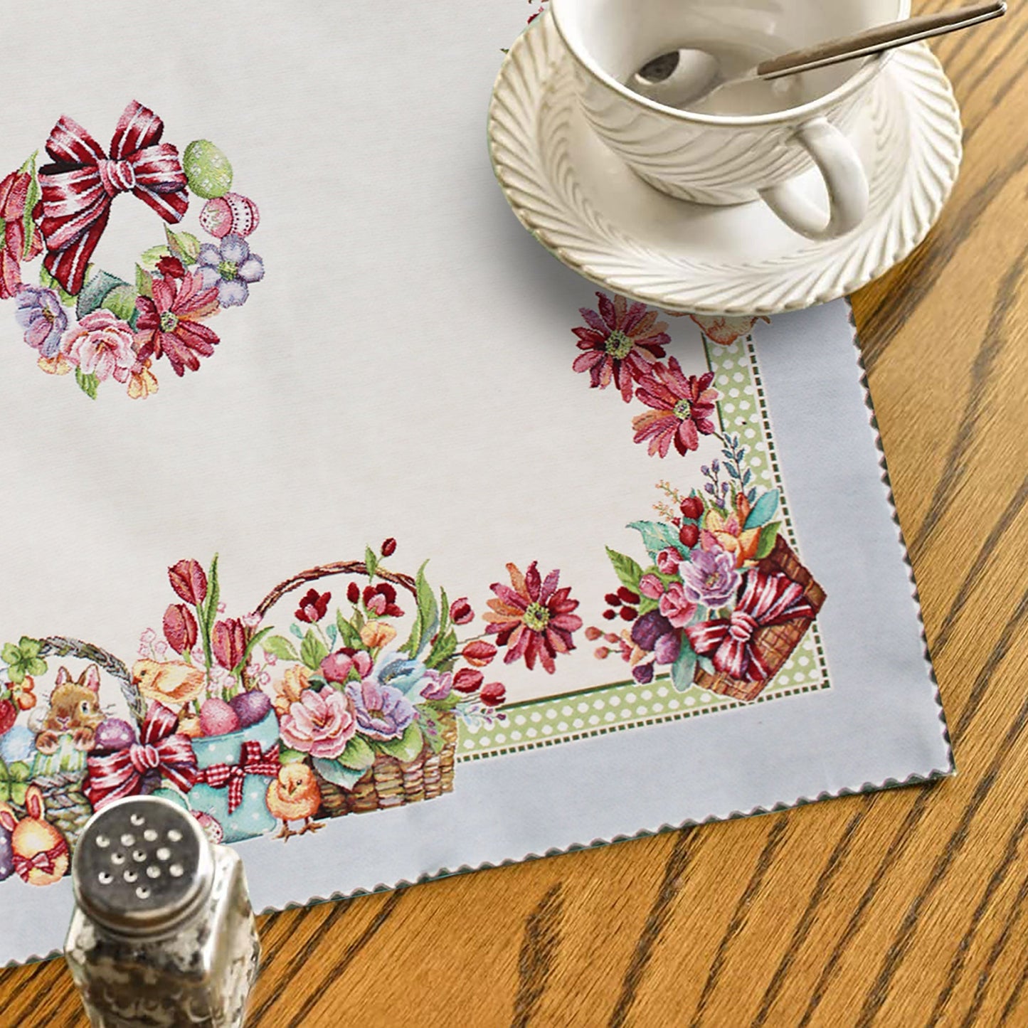 Centrotavola Pasquale 93x93cm in gobelin Runner Vingi Pasqua Dis.7 6619