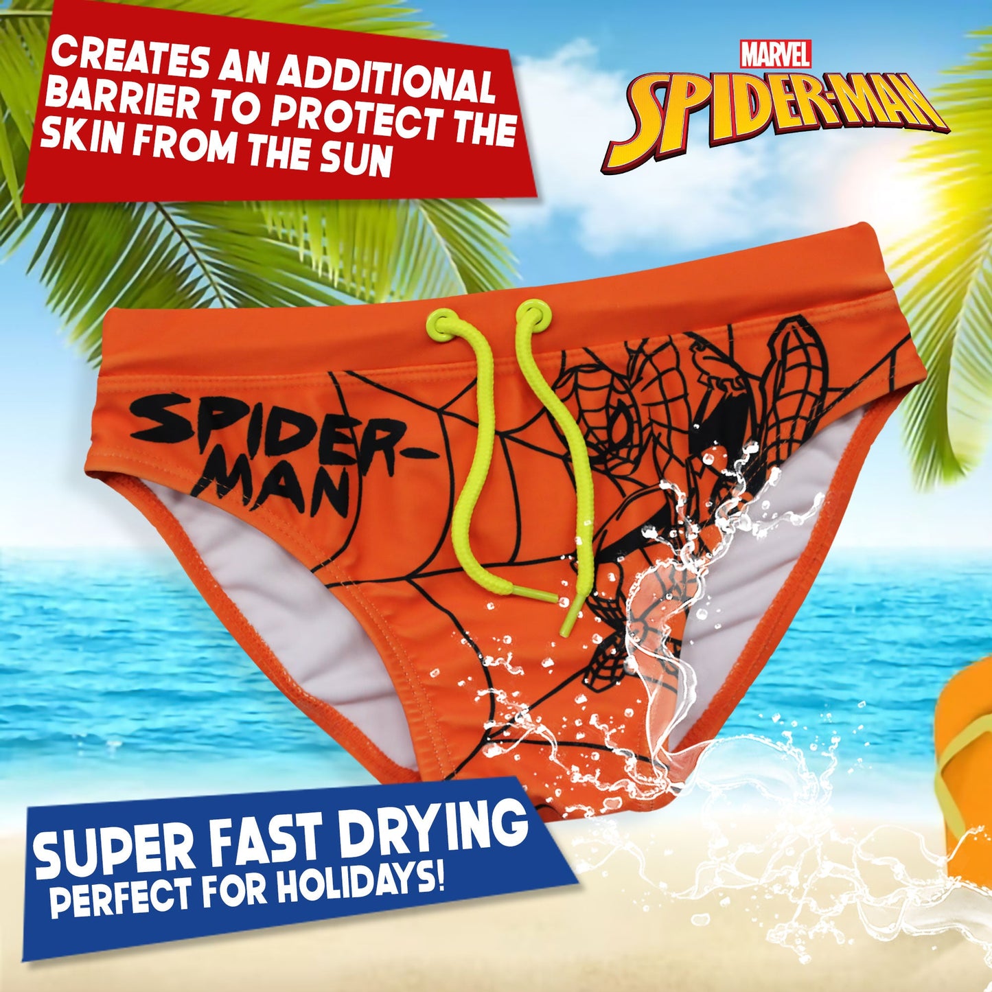 Costume da bagno bambino Marvel Spiderman mutandina slip fluo mare bimbo 6631