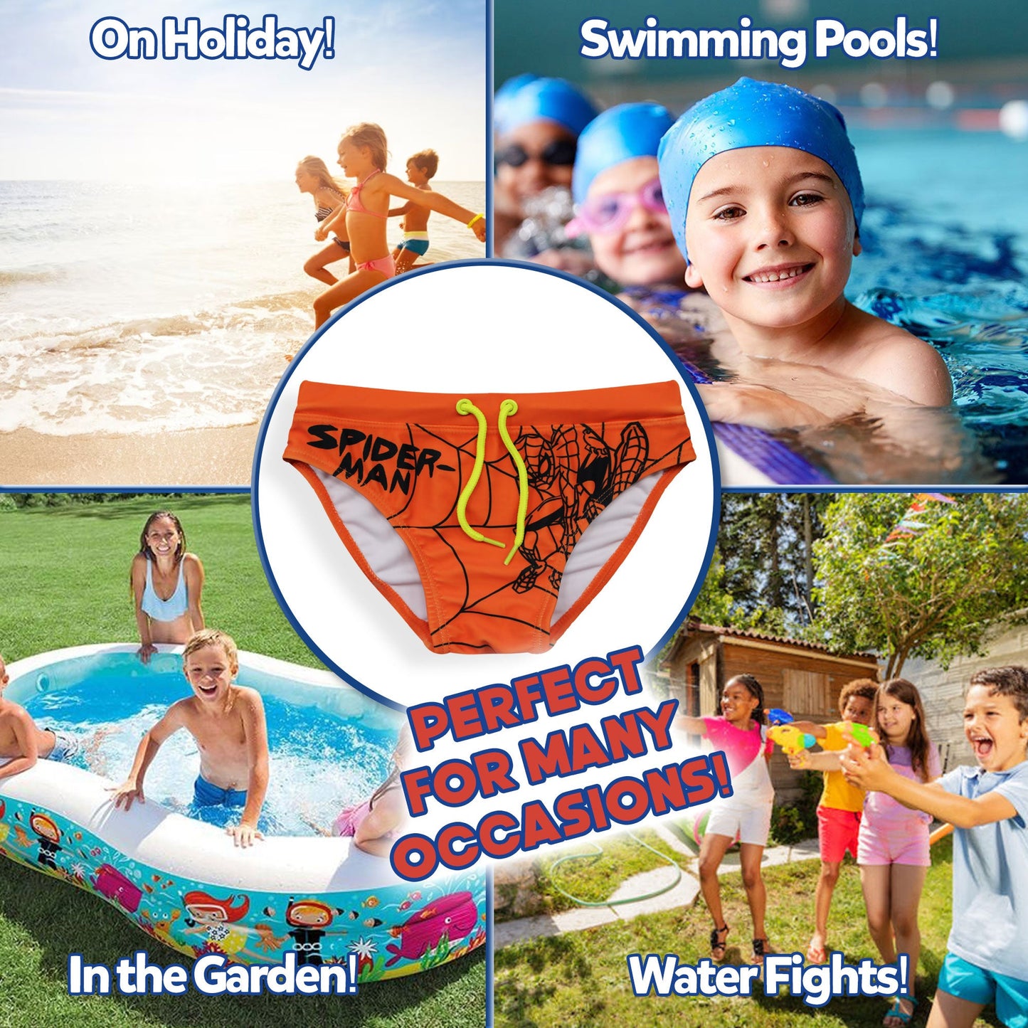 Costume da bagno bambino Marvel Spiderman mutandina slip fluo mare bimbo 6631