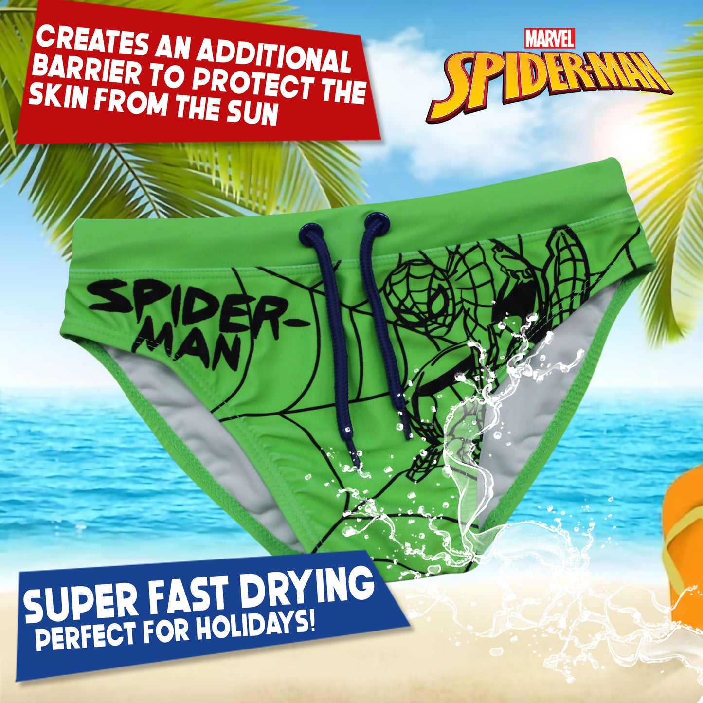 Costume da bagno bambino Marvel Spiderman mutandina slip fluo mare bimbo 6631