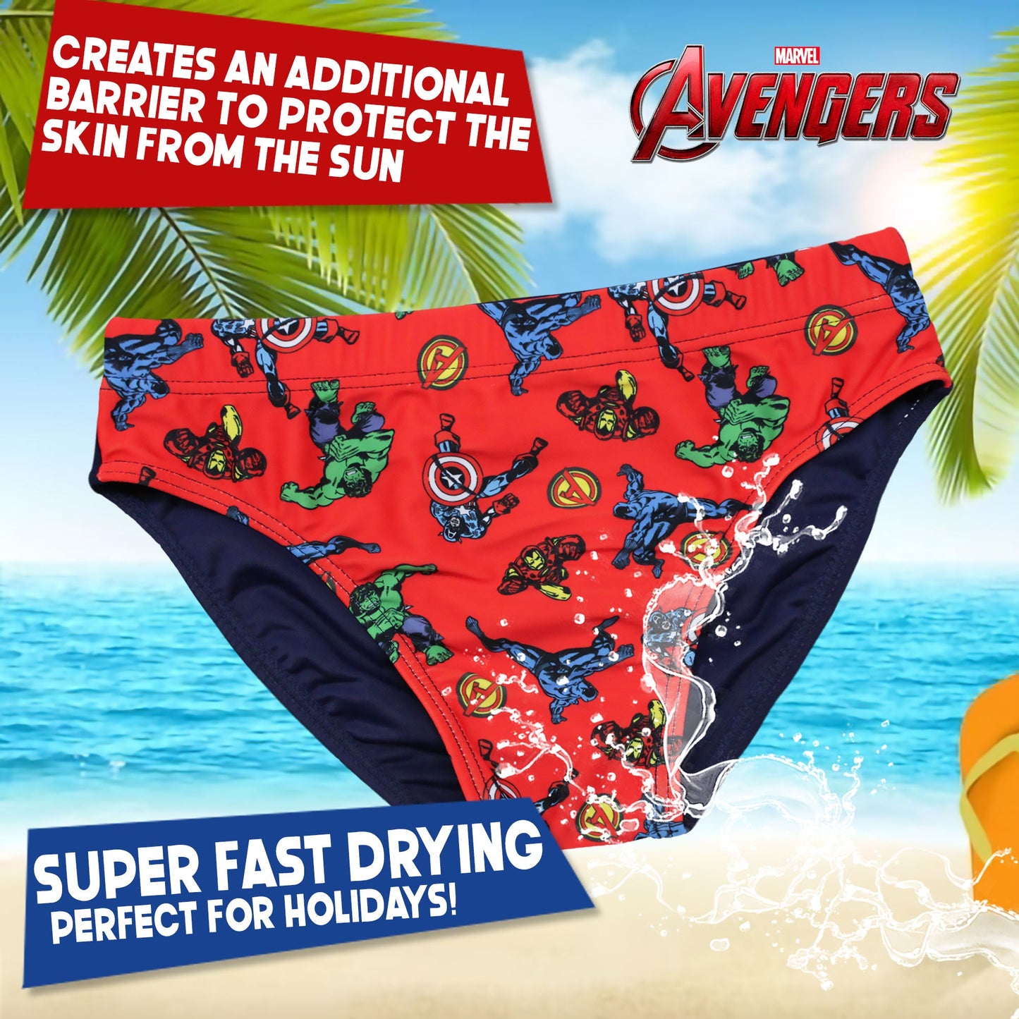 Costume da bagno bambino Marvel Avengers mutandina slip mare bimbo 6634