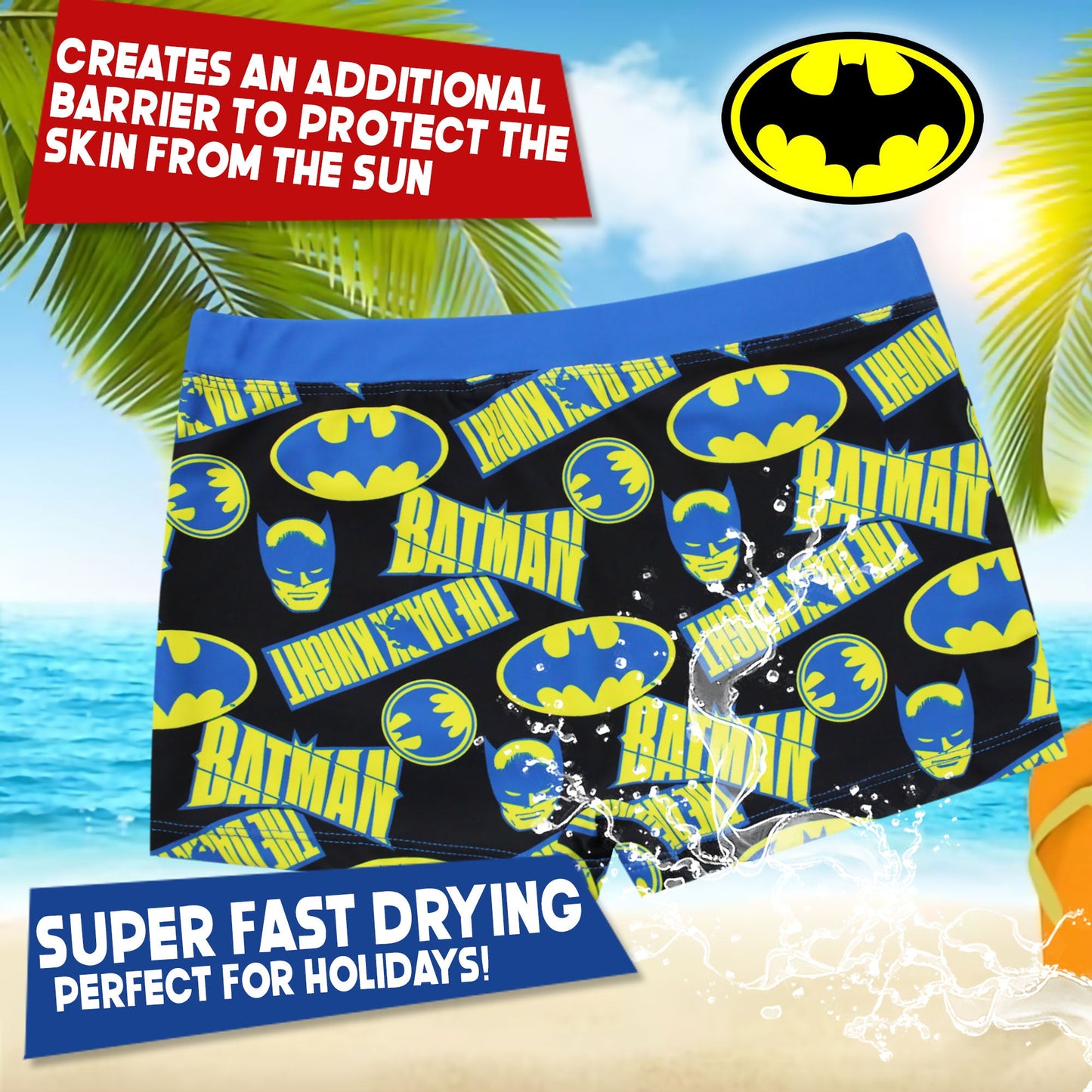 Costume da bagno bambino DC Comics Batman pantaloncino boxer mare bimbo 6636