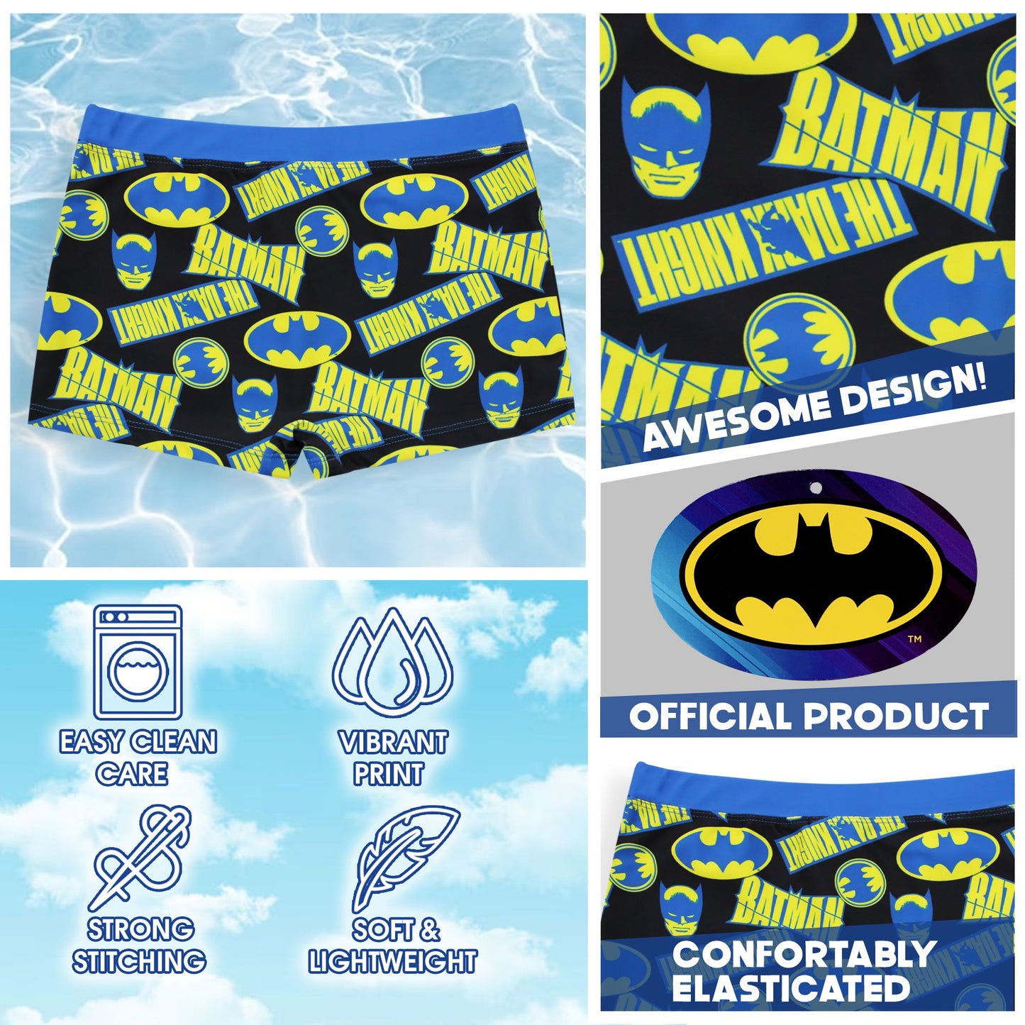 Costume da bagno bambino DC Comics Batman pantaloncino boxer mare bimbo 6636