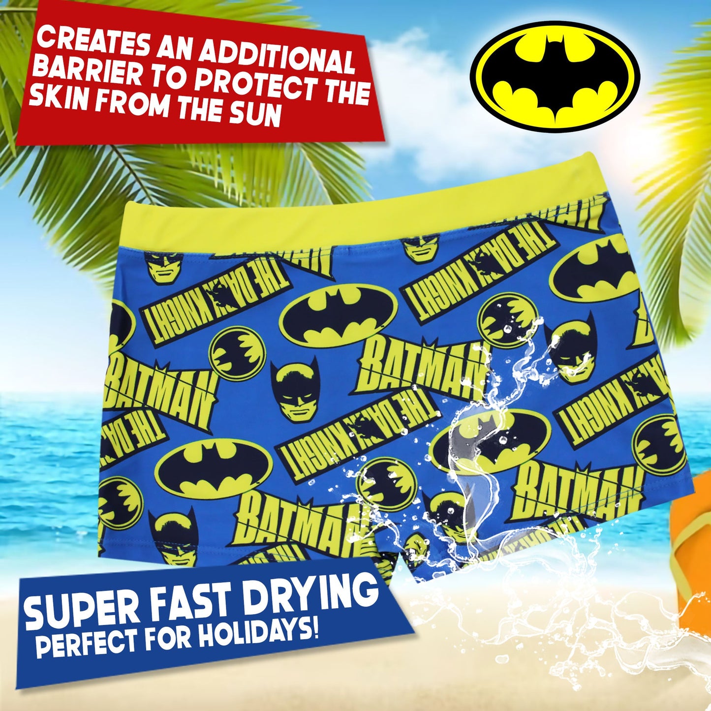 Costume da bagno bambino DC Comics Batman pantaloncino boxer mare bimbo 6636