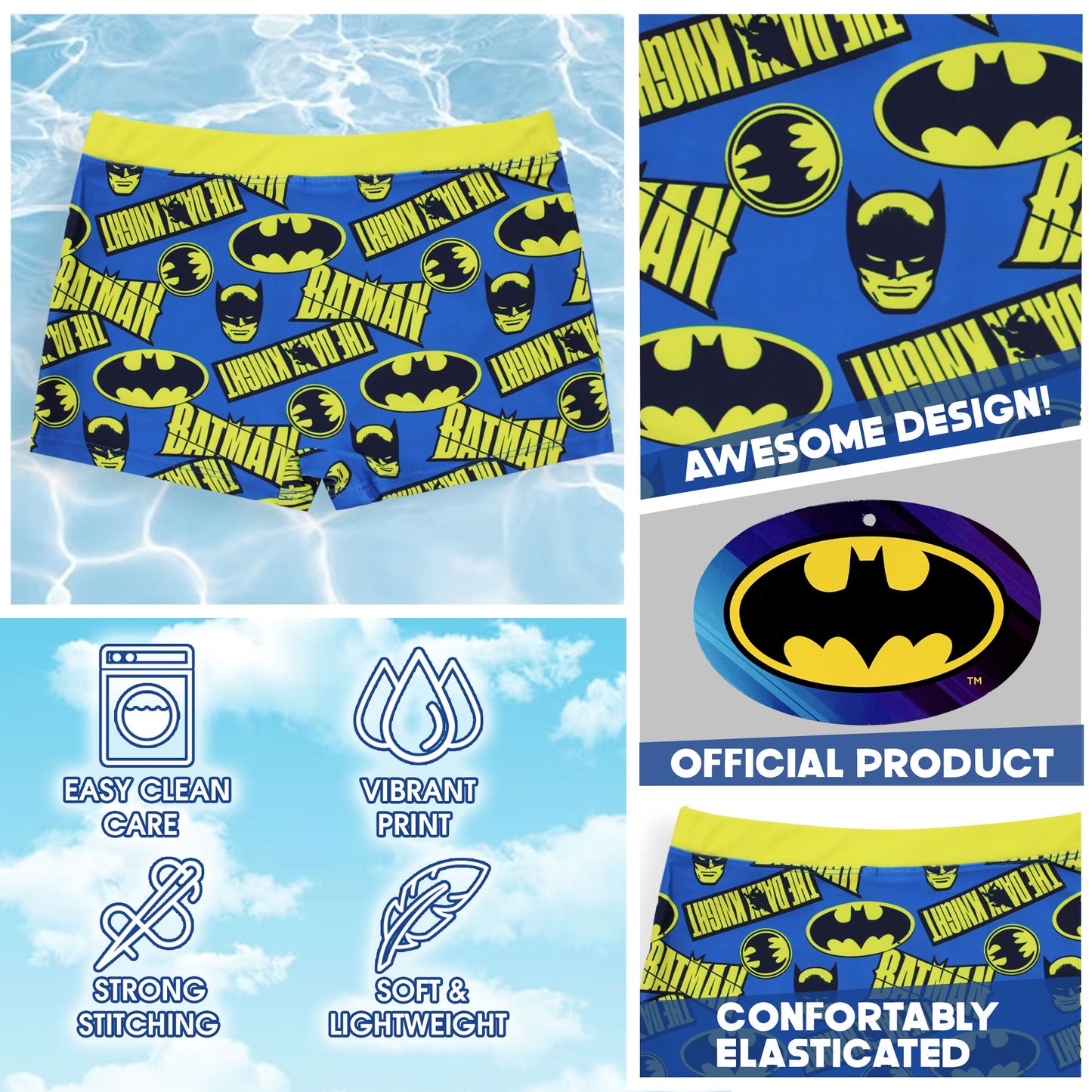 Costume da bagno bambino DC Comics Batman pantaloncino boxer mare bimbo 6636