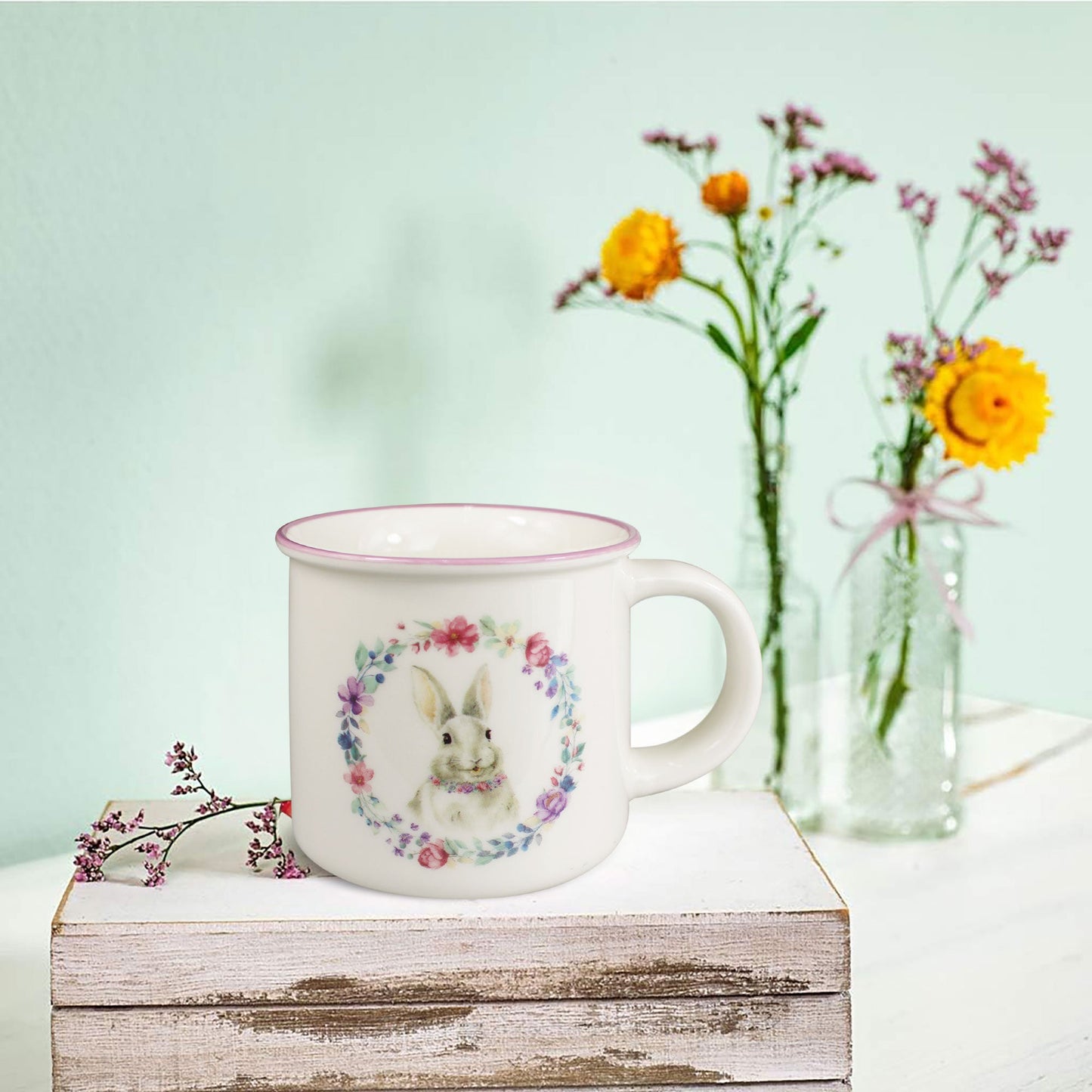 Tazza pasquale Nuvole di Stoffa Mug in porcellana Decoro Pasqua Bunny 335ml 6642