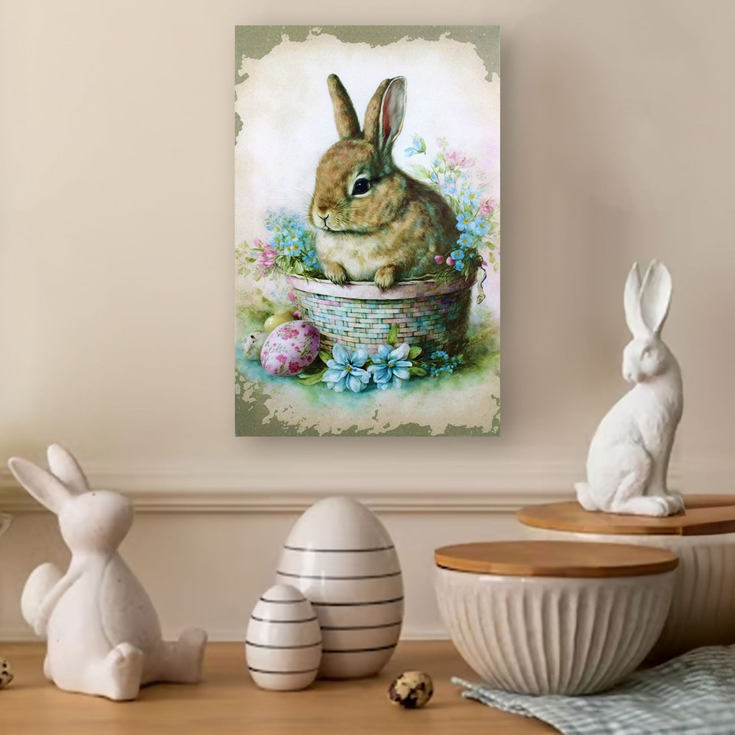 Quadro pasquale da appendere Decorazione Pasqua Nuvole di Stoffa Bunny 6650