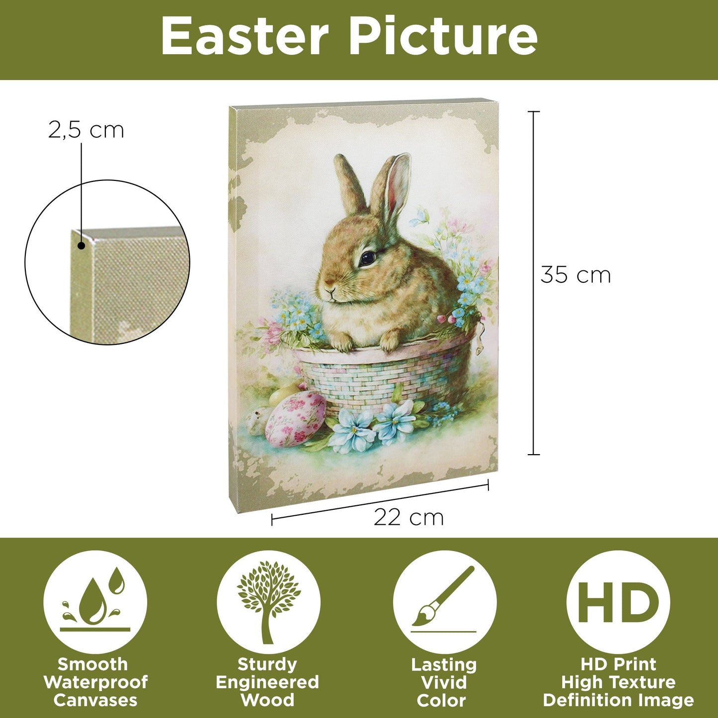 Quadro pasquale da appendere Decorazione Pasqua Nuvole di Stoffa Bunny 6650