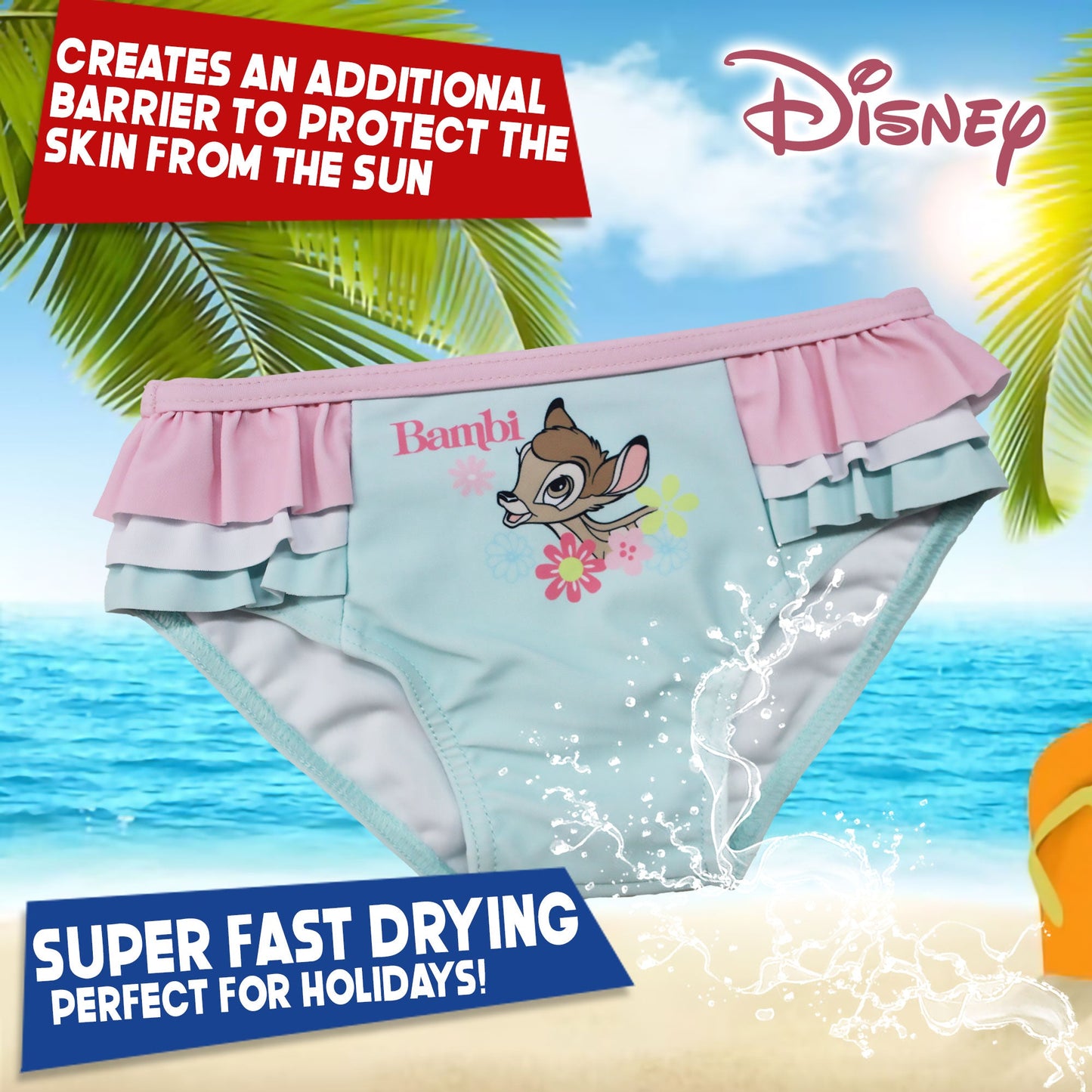 Costume da bagno slip mare per neonato bambina Disney Bambi bimba 6654