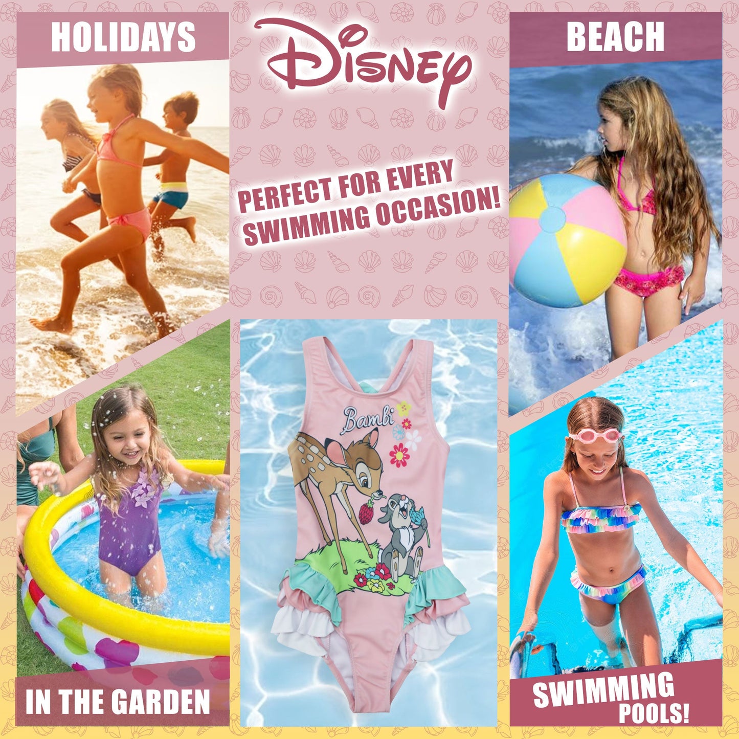 Costume da bagno intero mare Disney Bambi per neonato bambina 1 pezzo bimba 6661