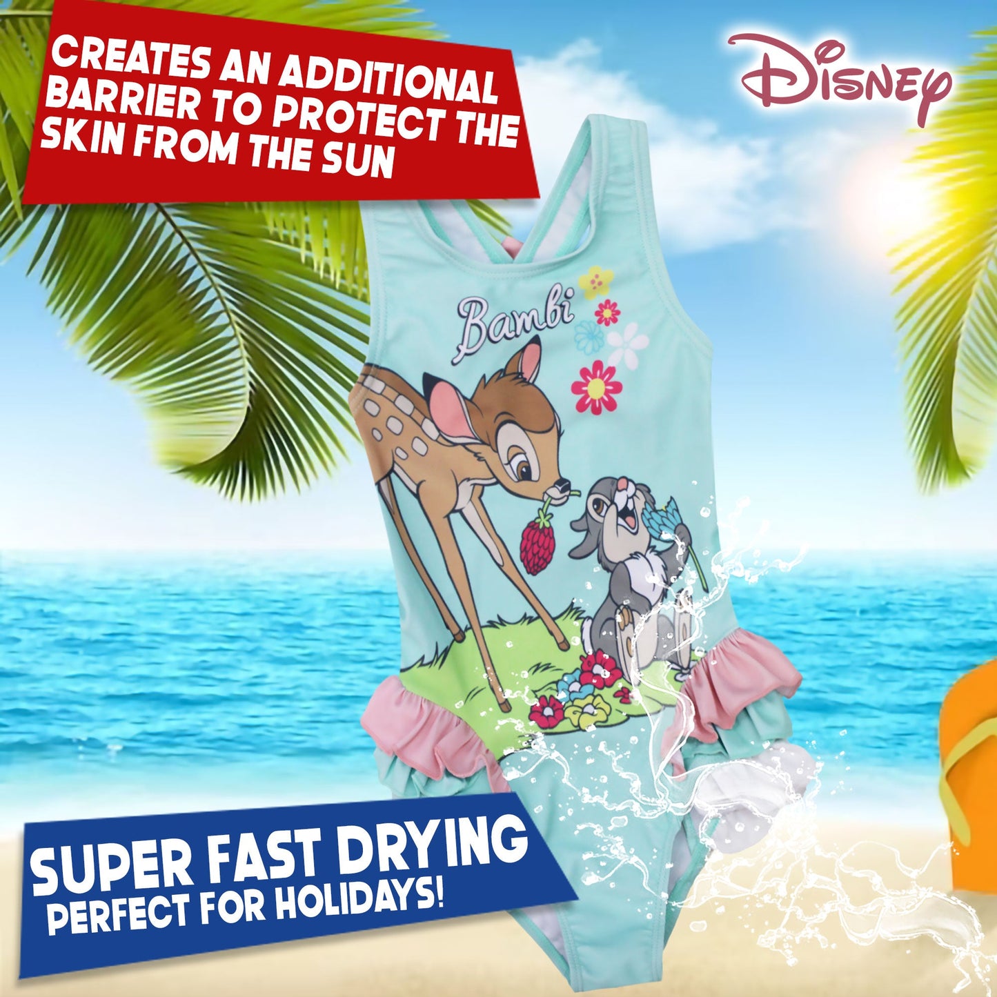 Costume da bagno intero mare Disney Bambi per neonato bambina 1 pezzo bimba 6661