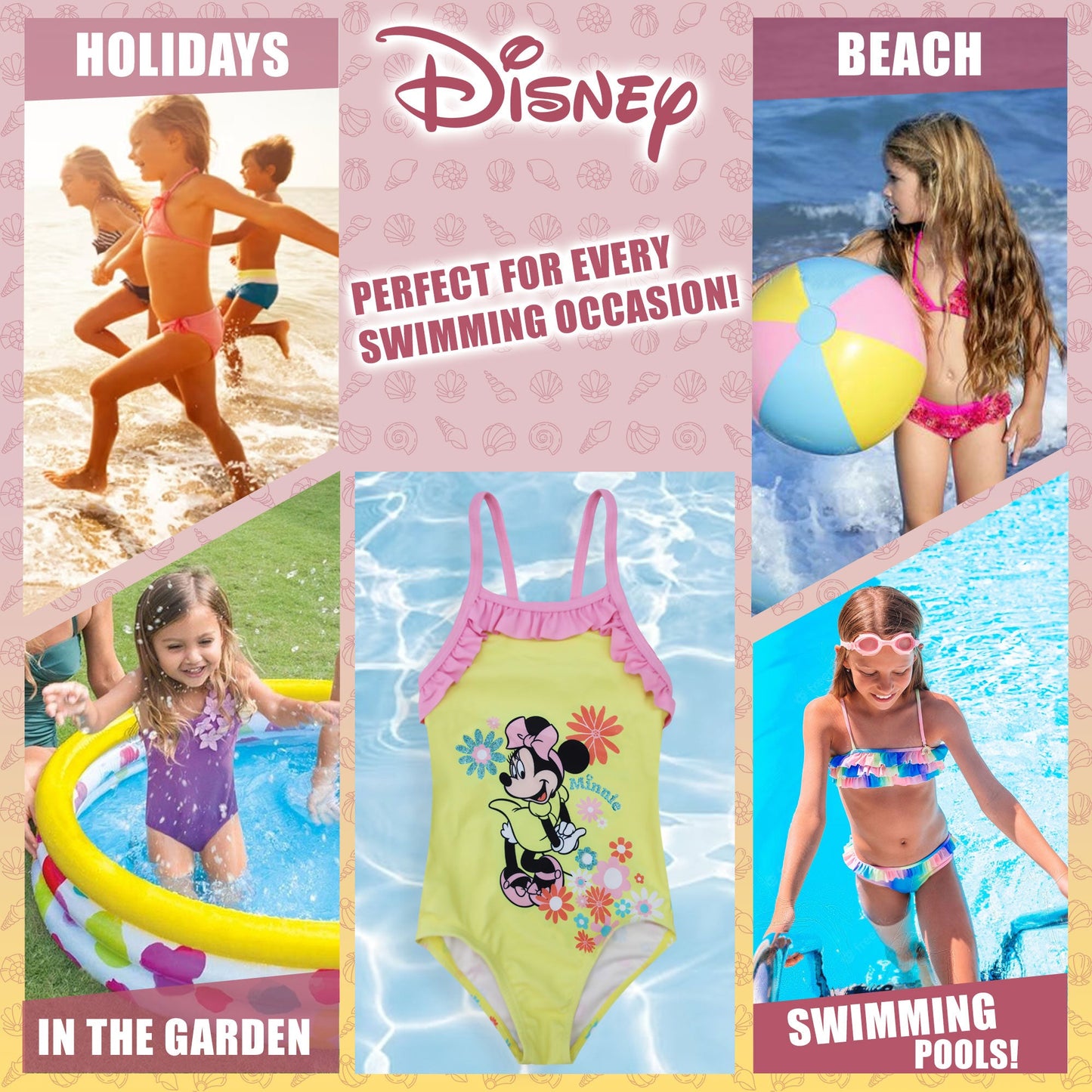 Costume da bagno intero mare per neonato bambina Disney Minnie Mouse volant 6662